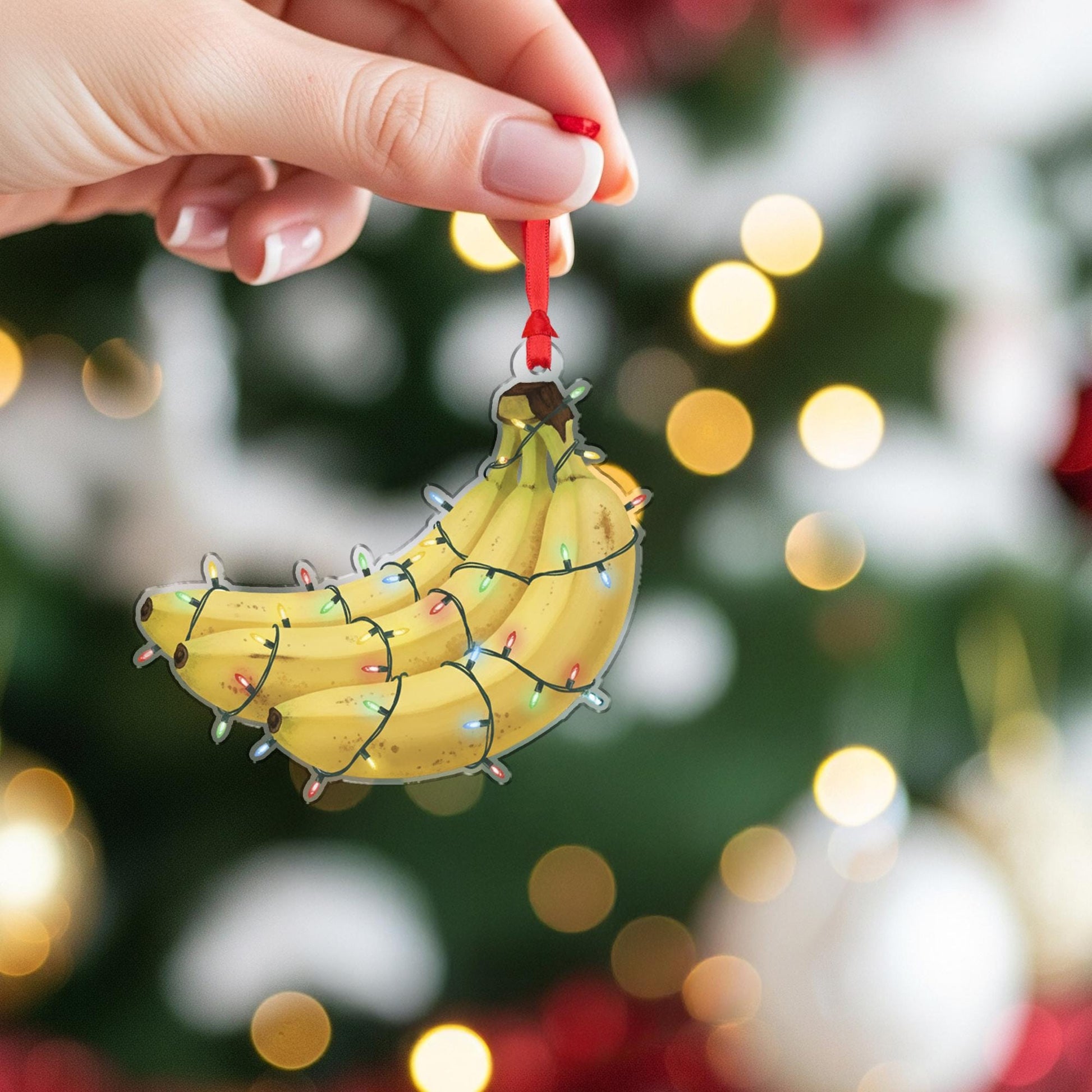 Banana Ornament – Fruit Design with Christmas Lights, Novelty Holiday Tree Decoration