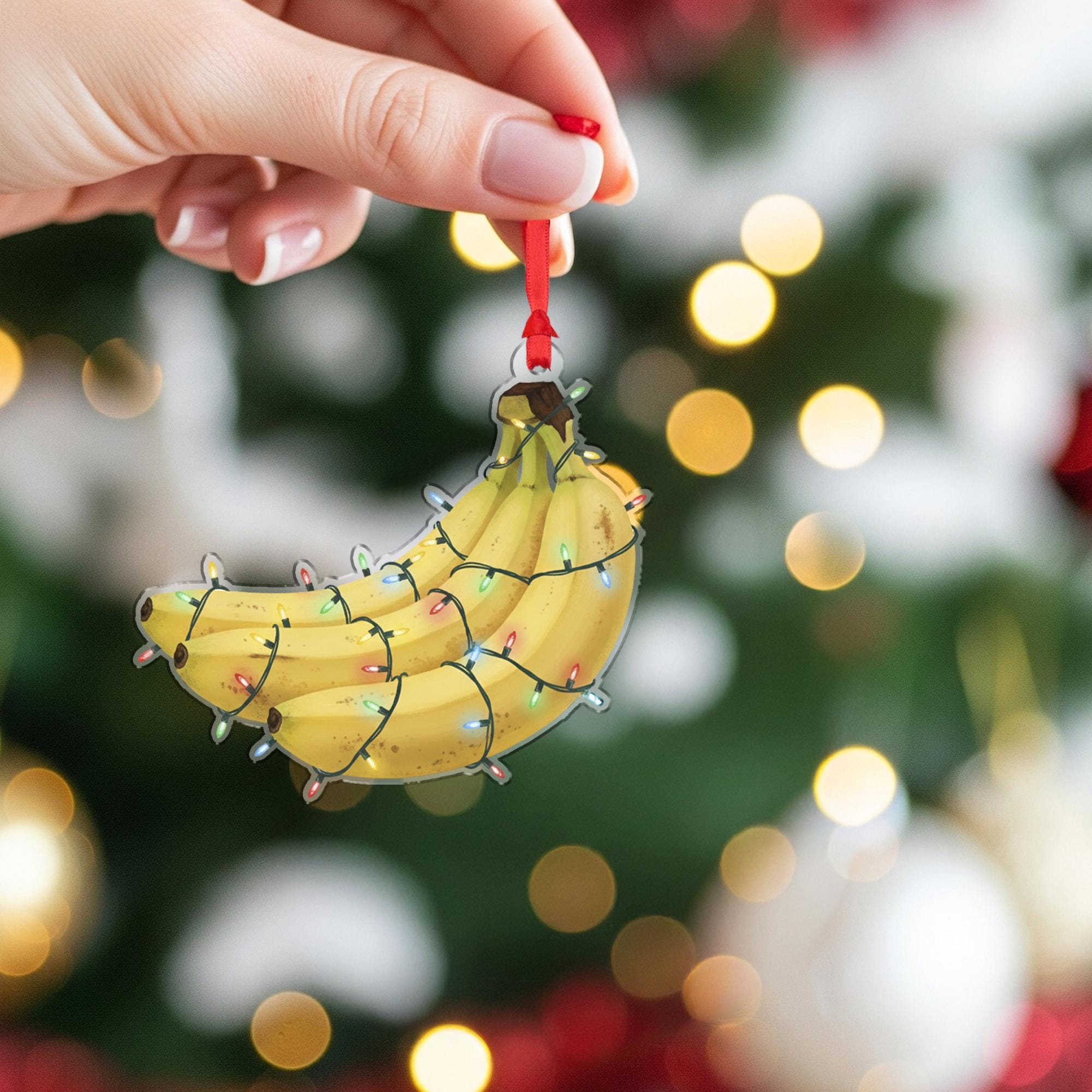Banana Ornament – Fruit Design with Christmas Lights, Novelty Holiday Tree Decoration