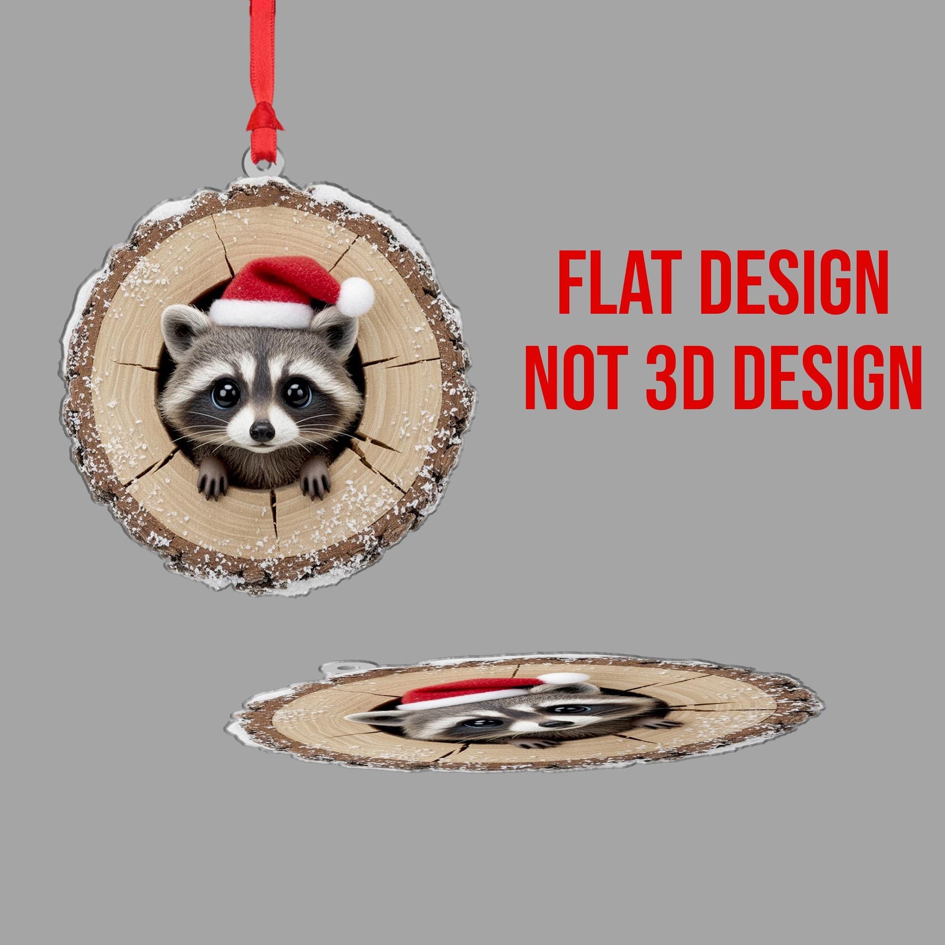 Raccoon Christmas Ornament: Woodland Animal Holiday Decoration