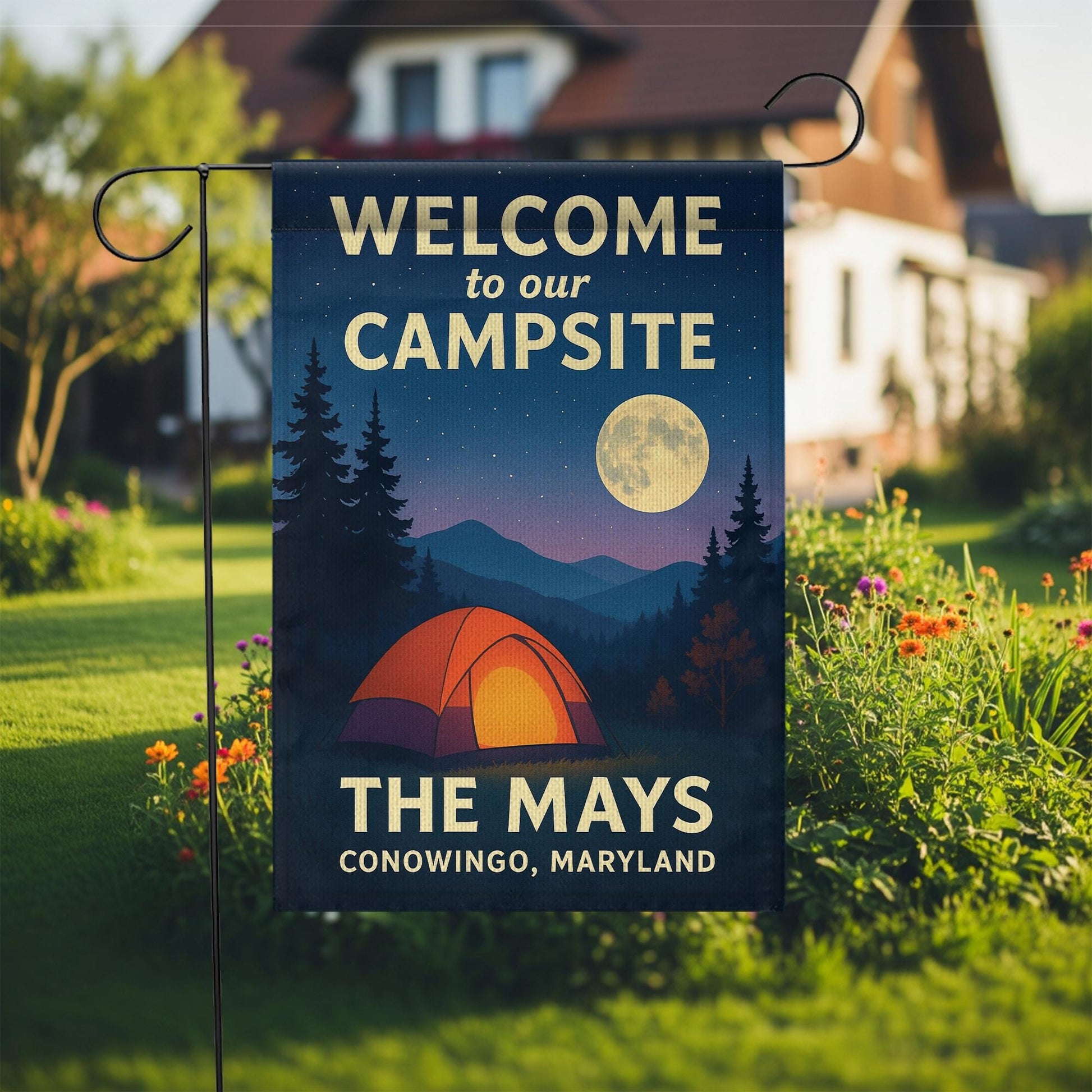 Personalized Camping Garden Flag: Custom Campsite Outdoor Yard Decoration