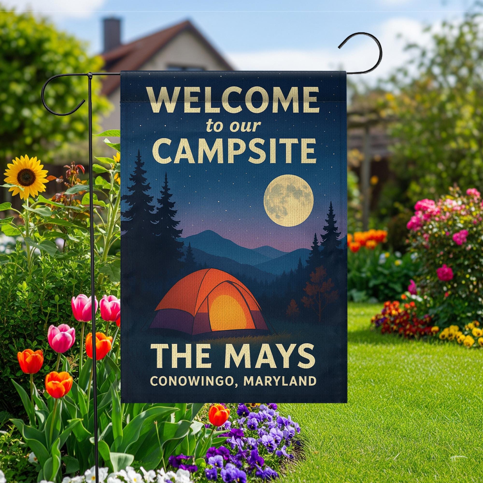 Personalized Camping Garden Flag: Custom Campsite Outdoor Yard Decoration