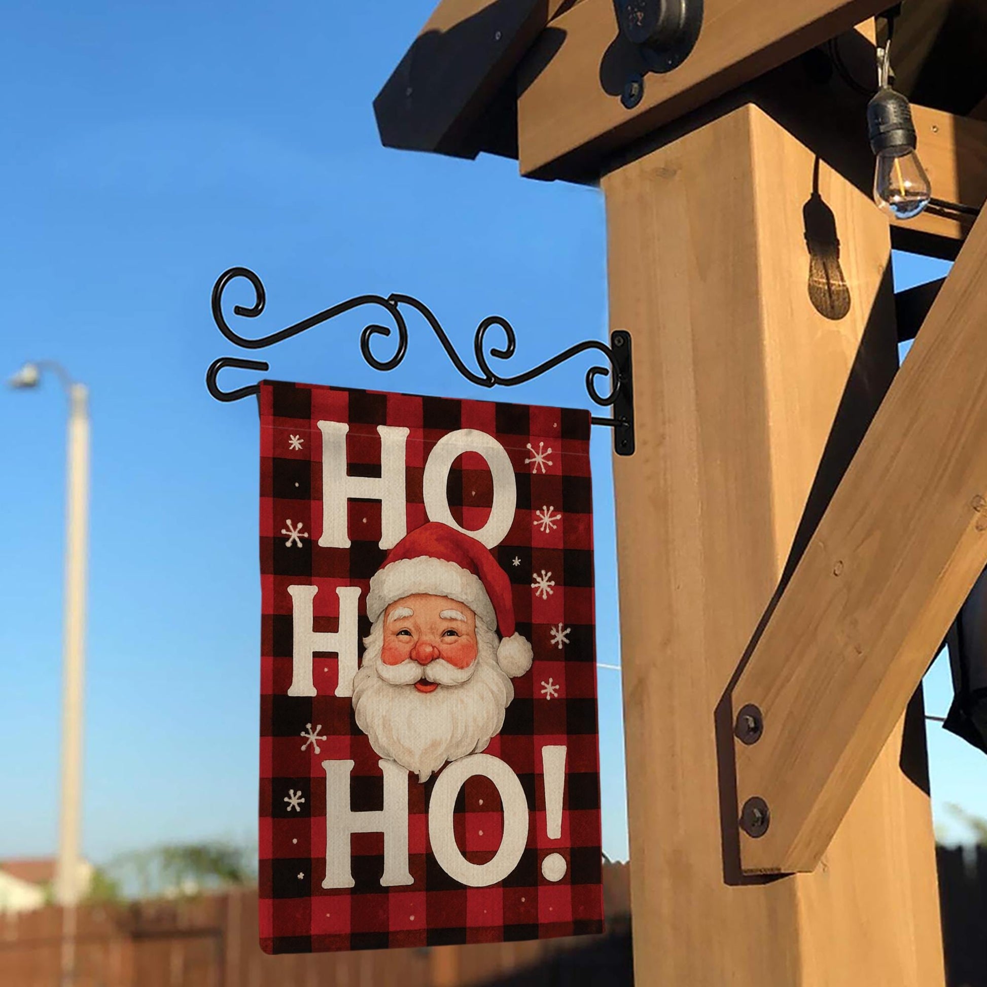 Buffalo Plaid Santa Garden Flag: Rustic Christmas Decor