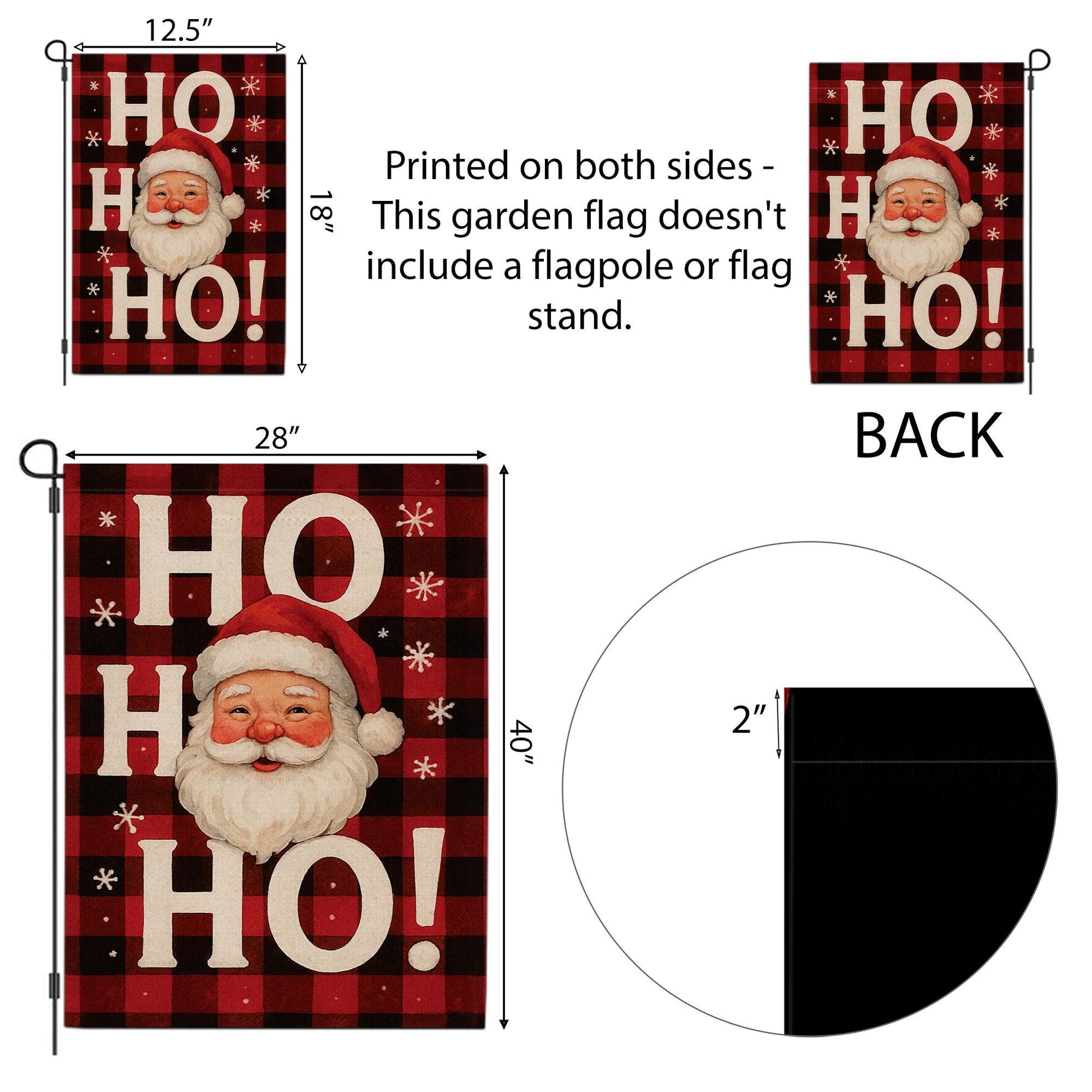 Buffalo Plaid Santa Garden Flag: Rustic Christmas Decor