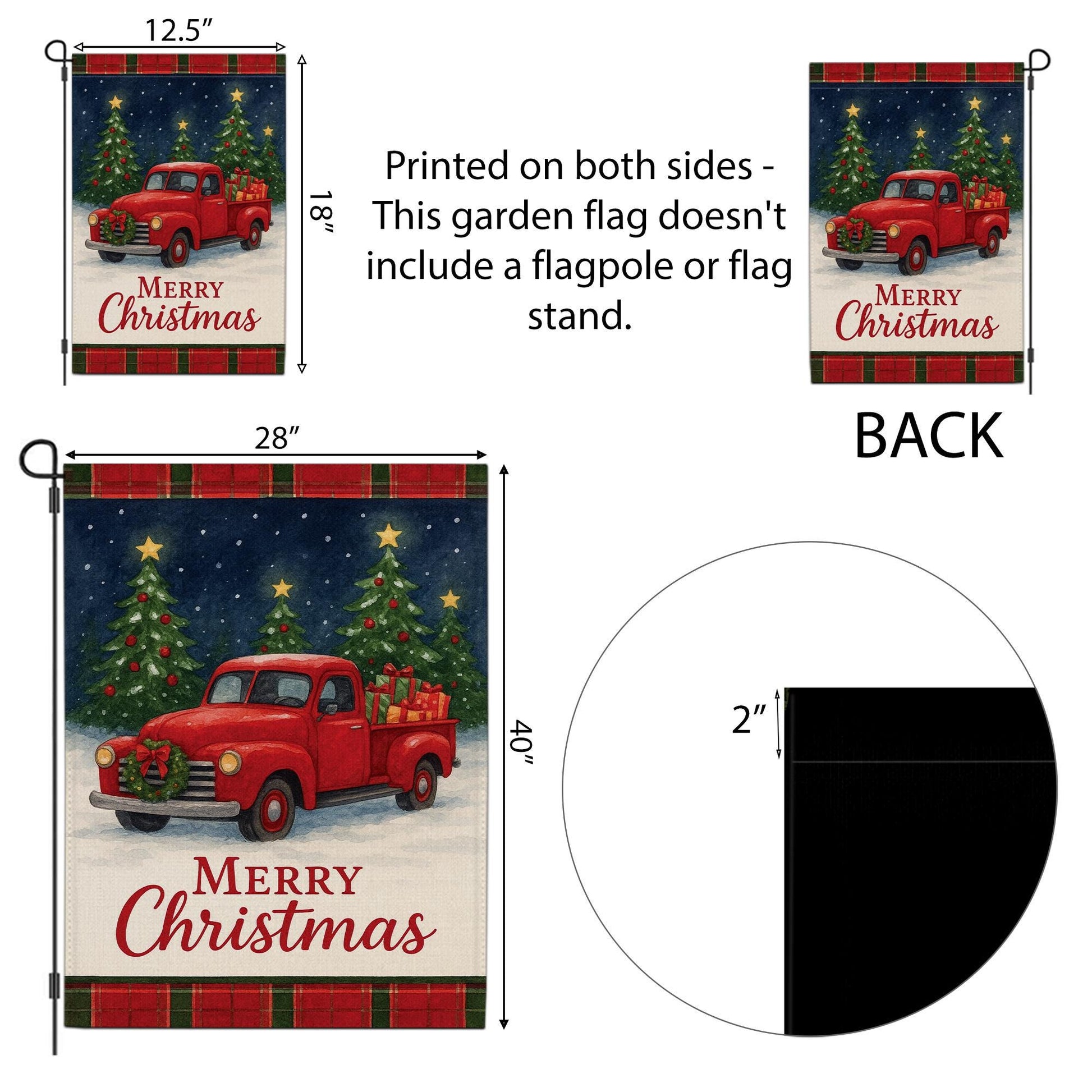 Buffalo Plaid Santa Truck Garden Flag: Rustic Christmas Yard Decor