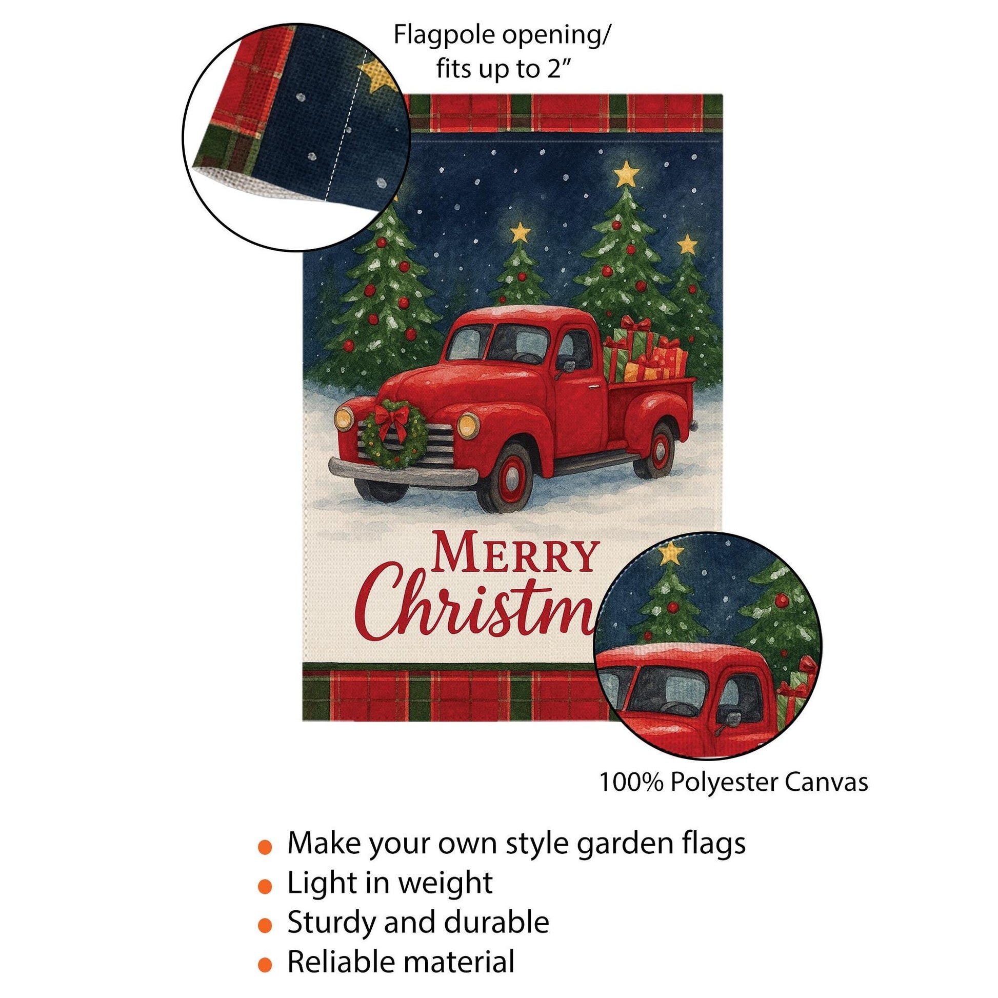 Buffalo Plaid Santa Truck Garden Flag: Rustic Christmas Yard Decor