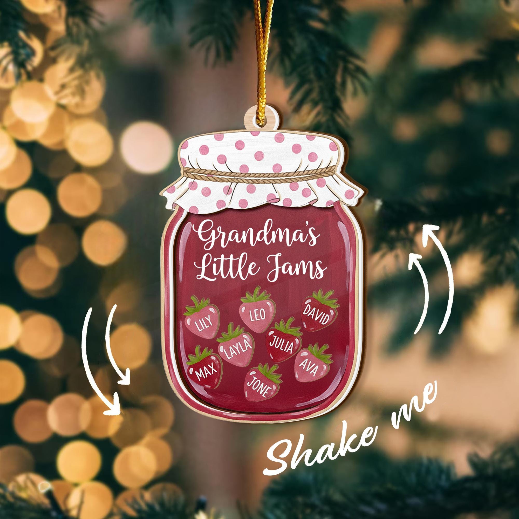 Personalized Shaker Ornament: 3-Layer Wood & Acrylic Jam Jar Family Keepsake