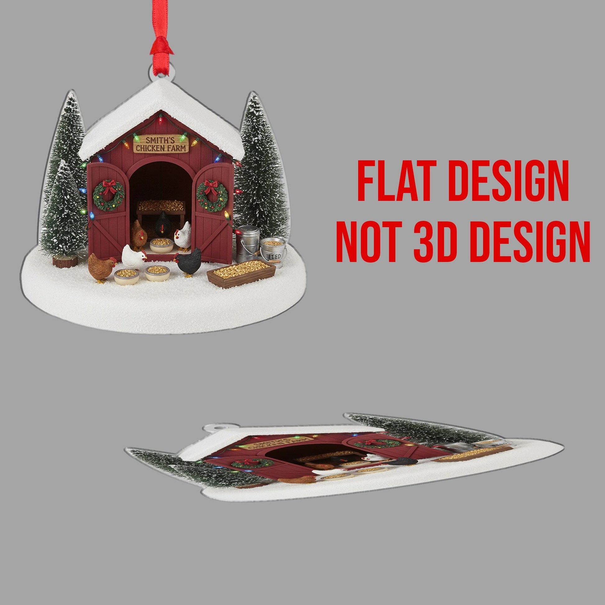 Personalized Chicken Farm Ornament: Custom Chicken Coop Christmas Decoration