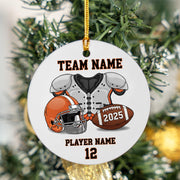 Custom Football Ornament – Team Name & Player Name Ceramic Hanging Keepsake