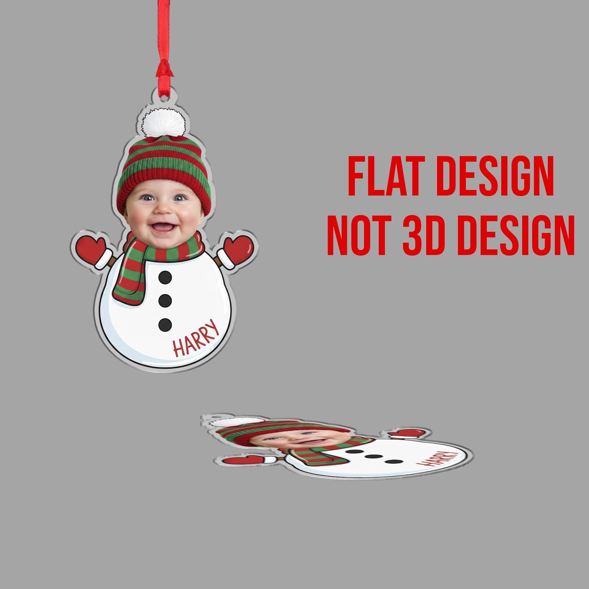 Custom Baby Christmas Ornament – Photo Face Hanging Keepsake Holiday Character