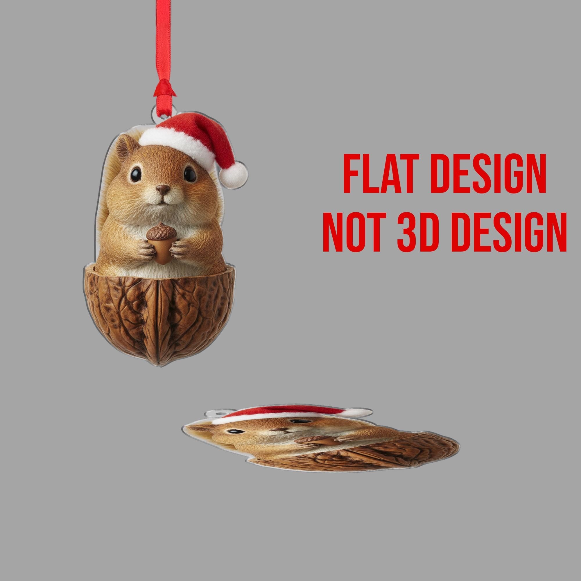 Squirrel Christmas Ornament: Holiday Nut Shell Decor