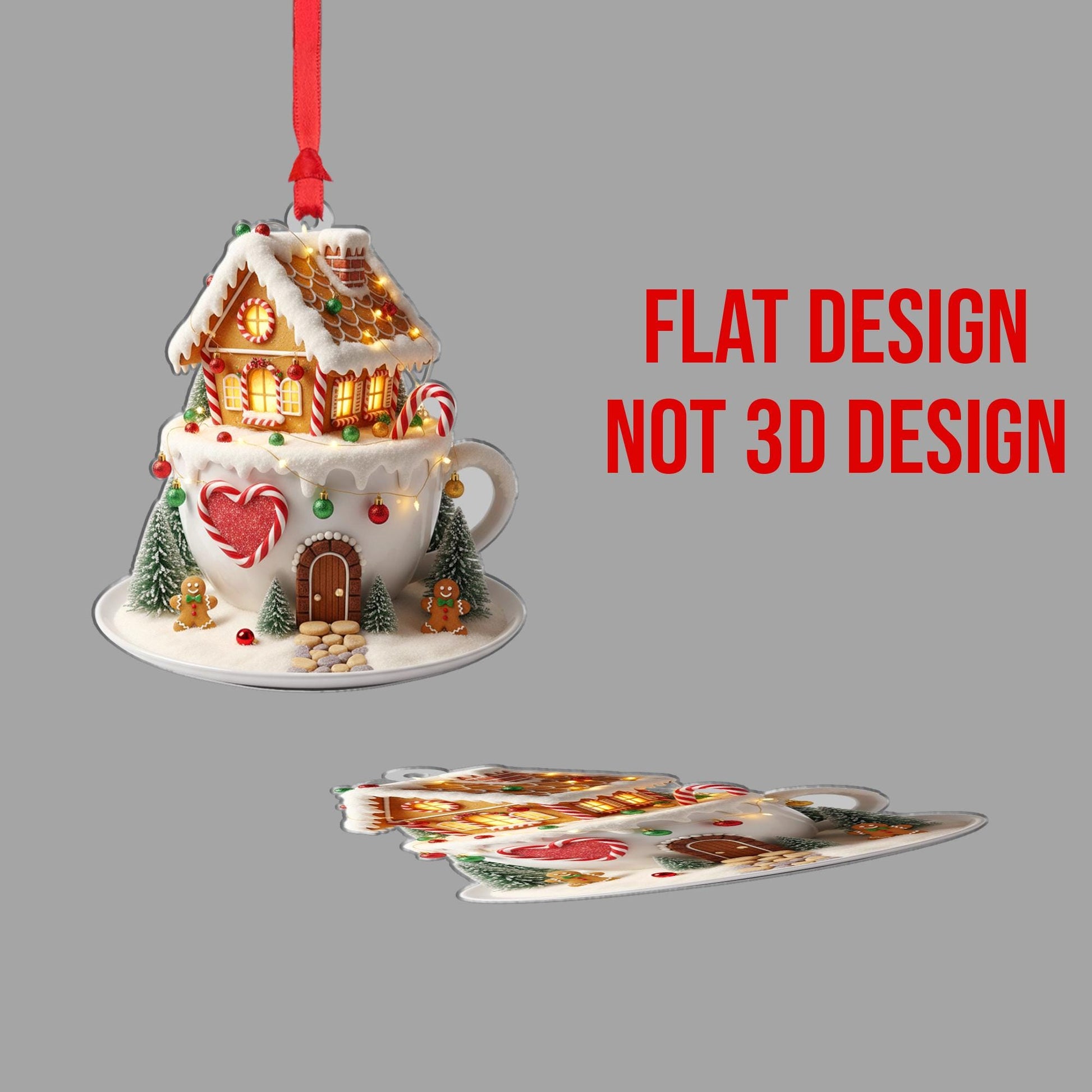 Gingerbread House Christmas Ornament: Candy Cane Cup Holiday Decoration