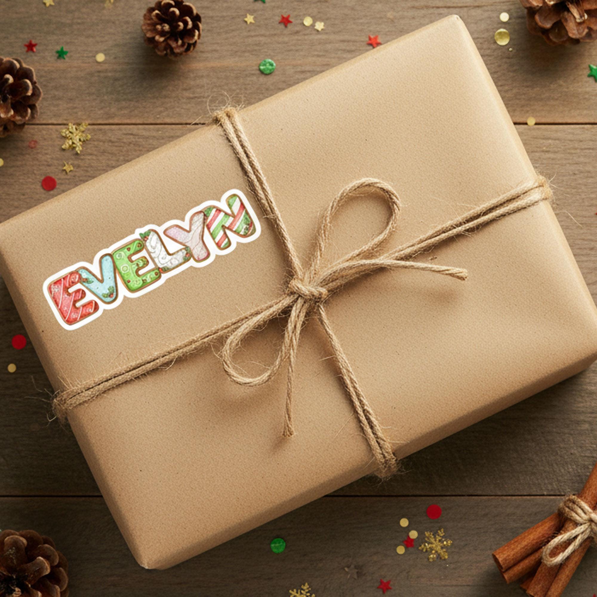 Custom Gingerbread Alphabet Sticker: Kids Name Gift Box Labels, Christmas Tag Letters, Personalized Packaging