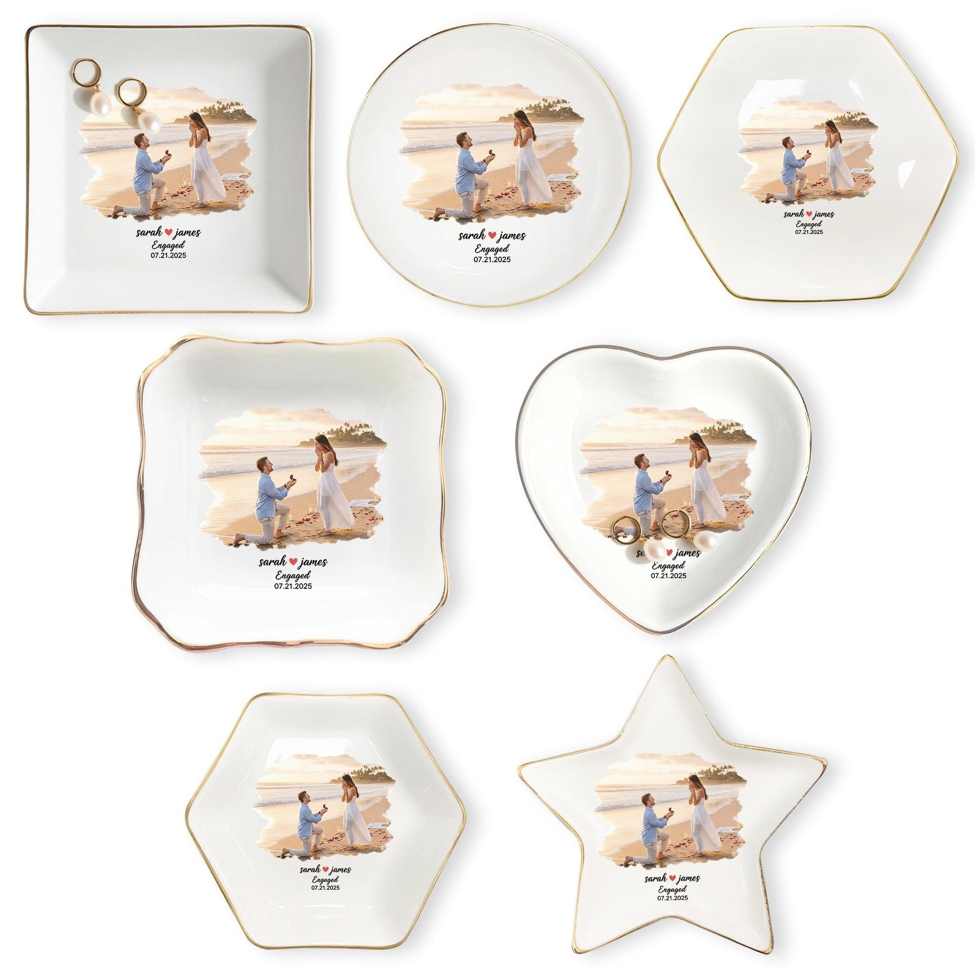 Custom Photo Jewelry Tray – Personalized Ceramic Ring Dish for Engagement or Gift