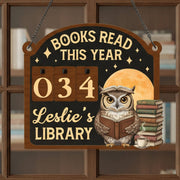 Owl Book Tracker Sign: Personalized Reading Counter, Library Decor