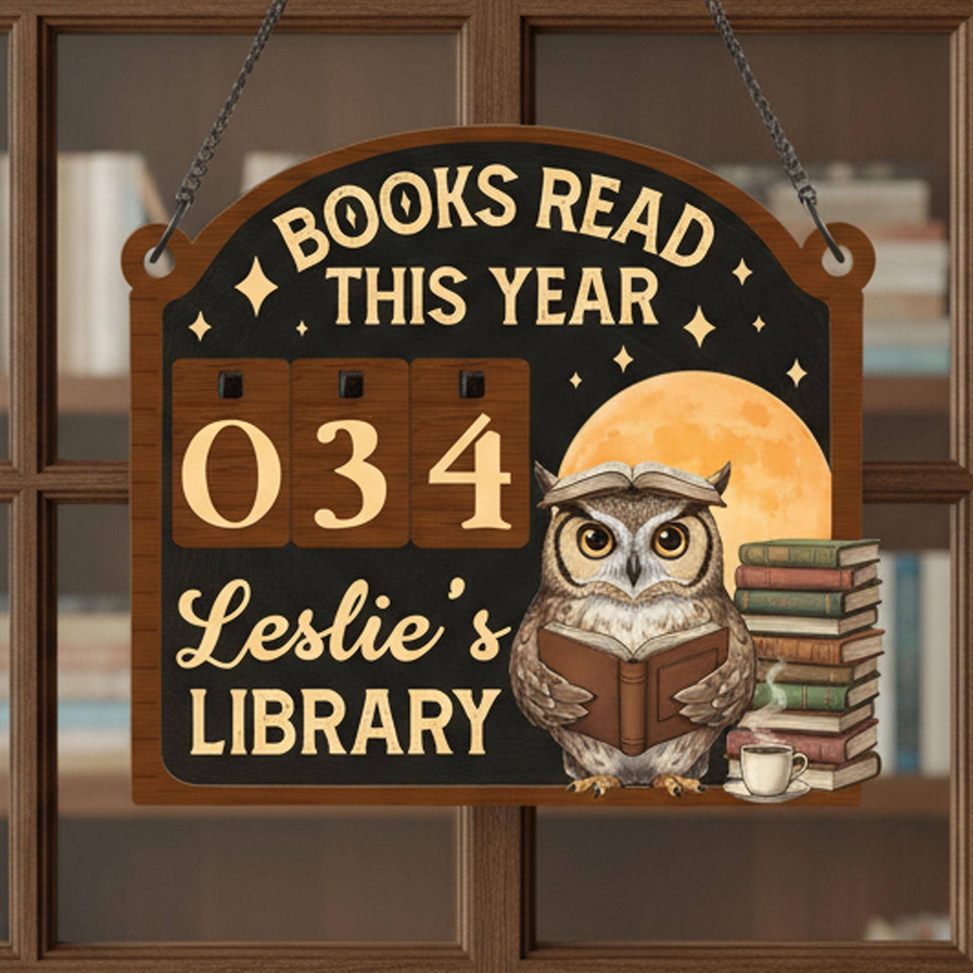 Owl Book Tracker Sign: Personalized Reading Counter, Library Decor