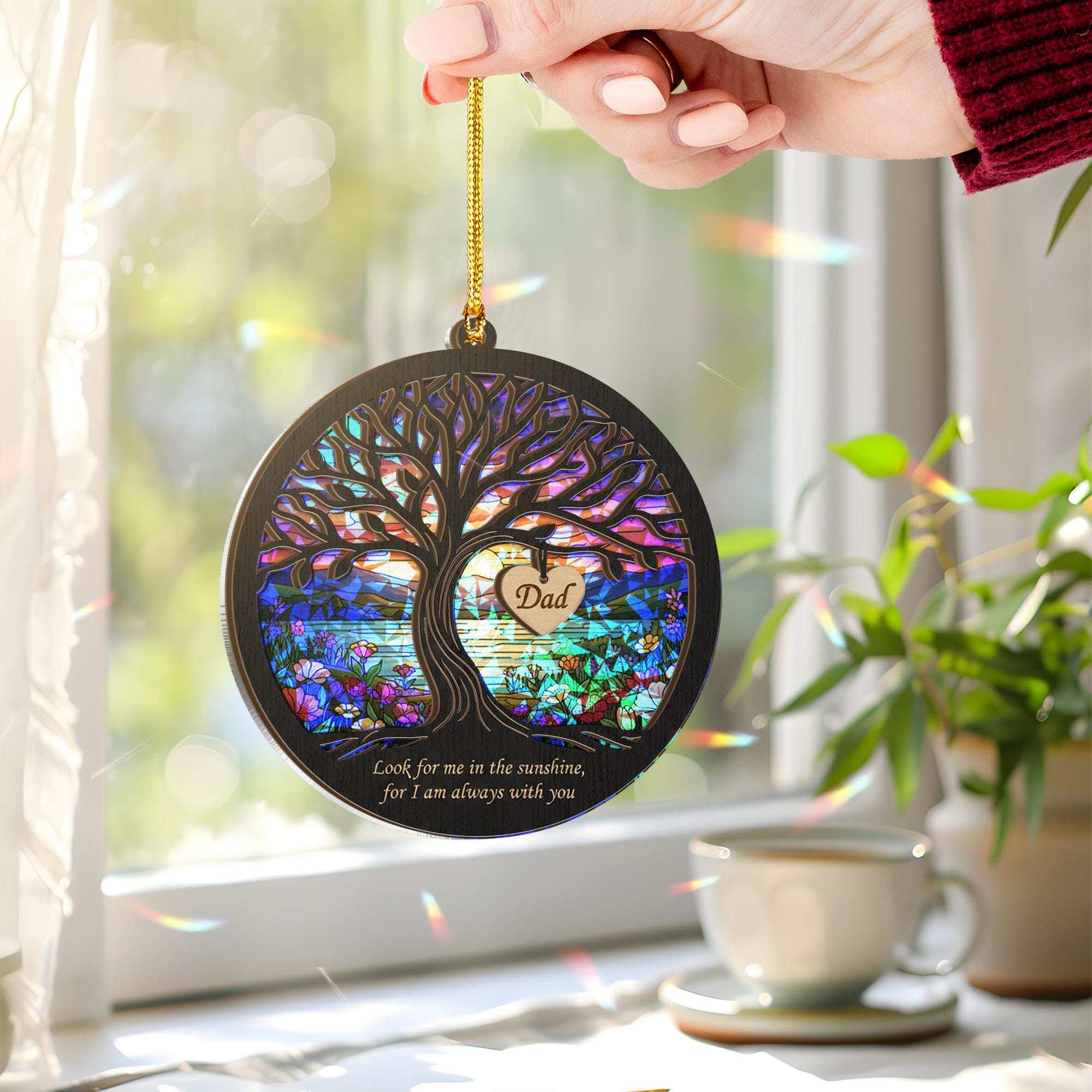 Custom Wood & Hologram Ornament: Memorial Tribute Keepsake