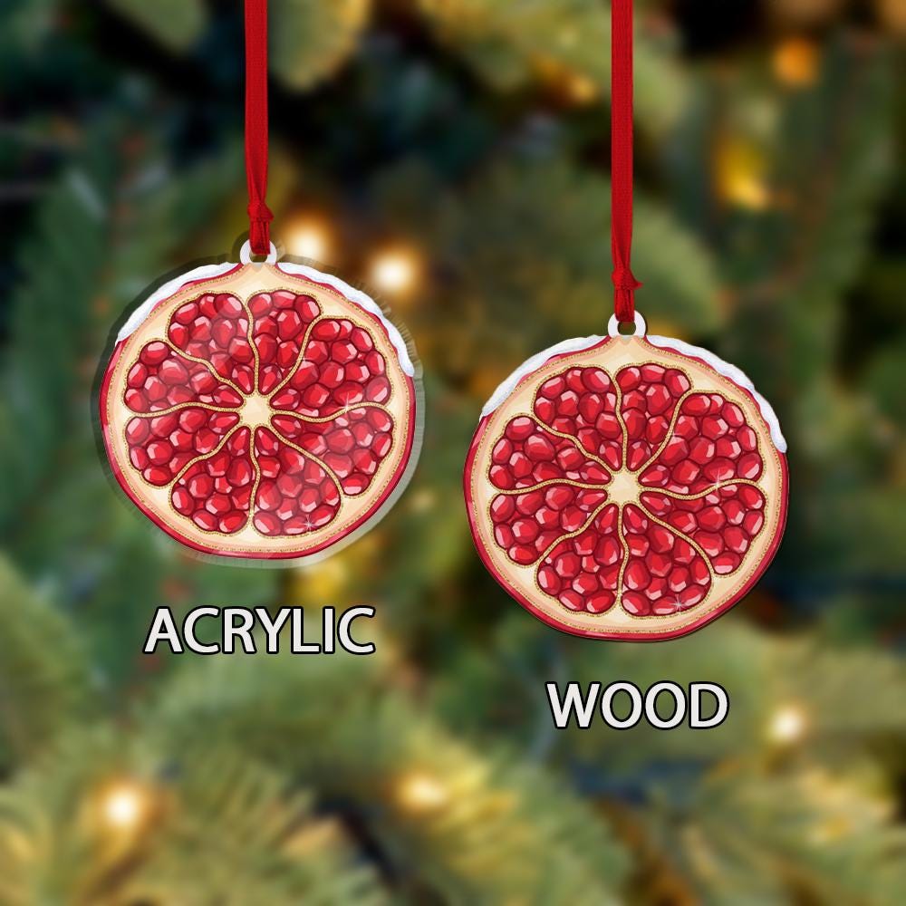 Pomegranate Slice Ornament – Holiday Tree Decoration with Red Fruit Design