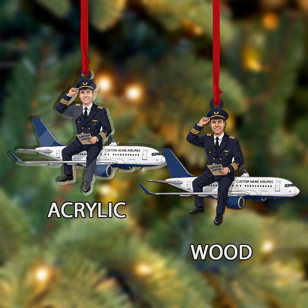 Custom Pilot Airplane Ornament – Personalized Aviation Christmas Tree Decoration