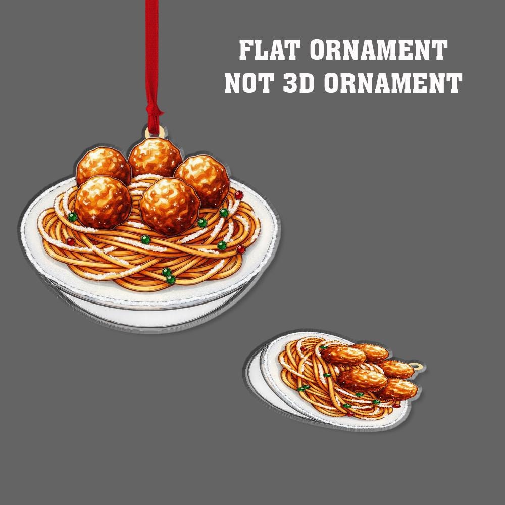 Spaghetti and Meatballs Ornament – Holiday Tree Decoration with Pasta Bowl Design