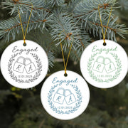 Engagement Ornament – Personalized Ceramic Ornament with Initials and Date – Couples Keepsake