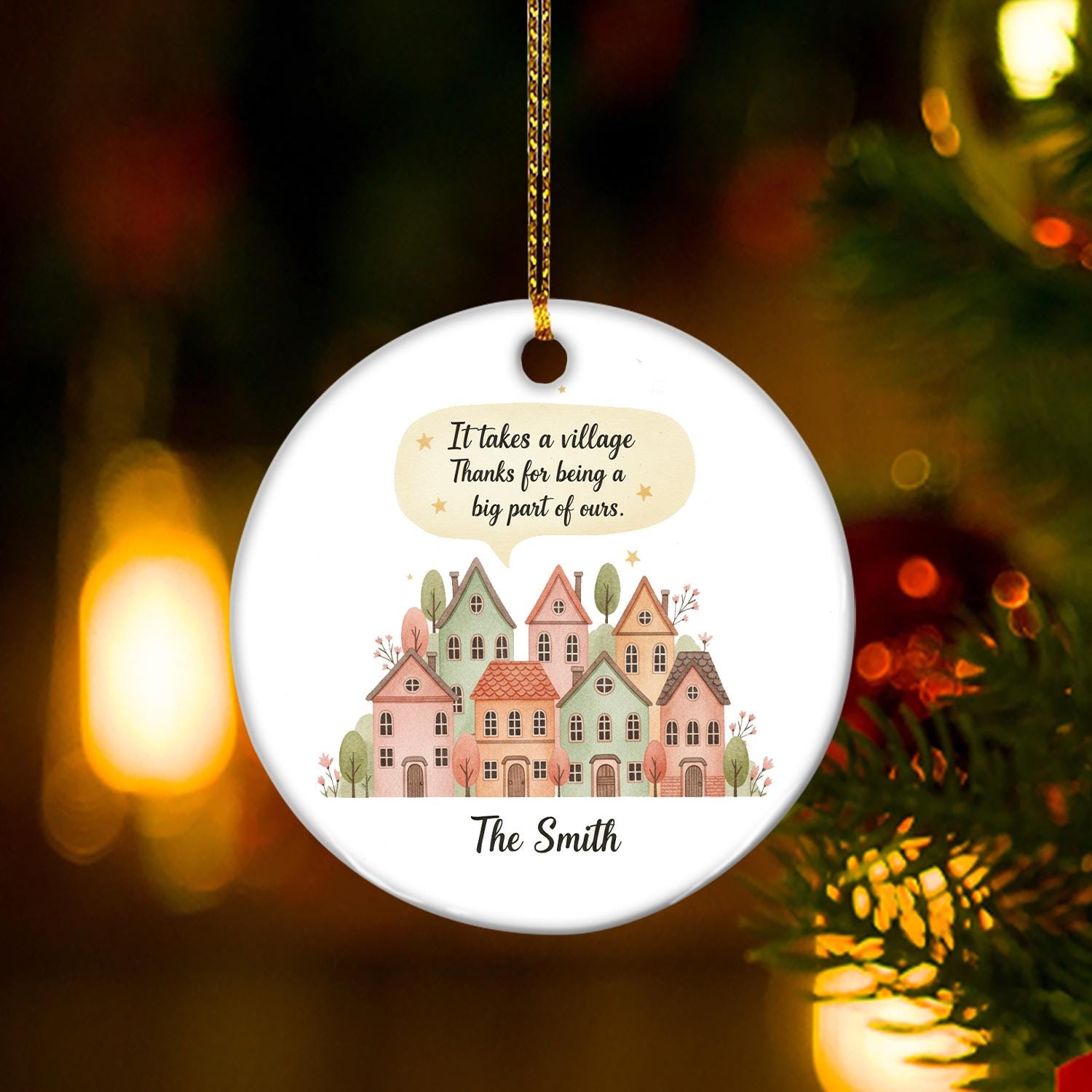 Thank You Ornament – Custom Ceramic Ornament – Appreciation Keepsake for Teacher, Neighbor, Caregiver, Coach