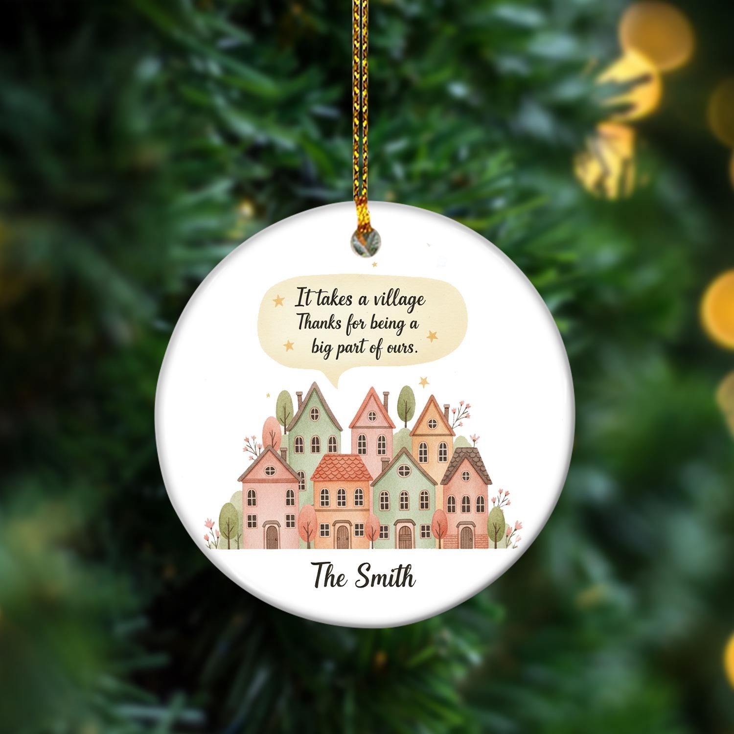 Thank You Ornament – Custom Ceramic Ornament – Appreciation Keepsake for Teacher, Neighbor, Caregiver, Coach