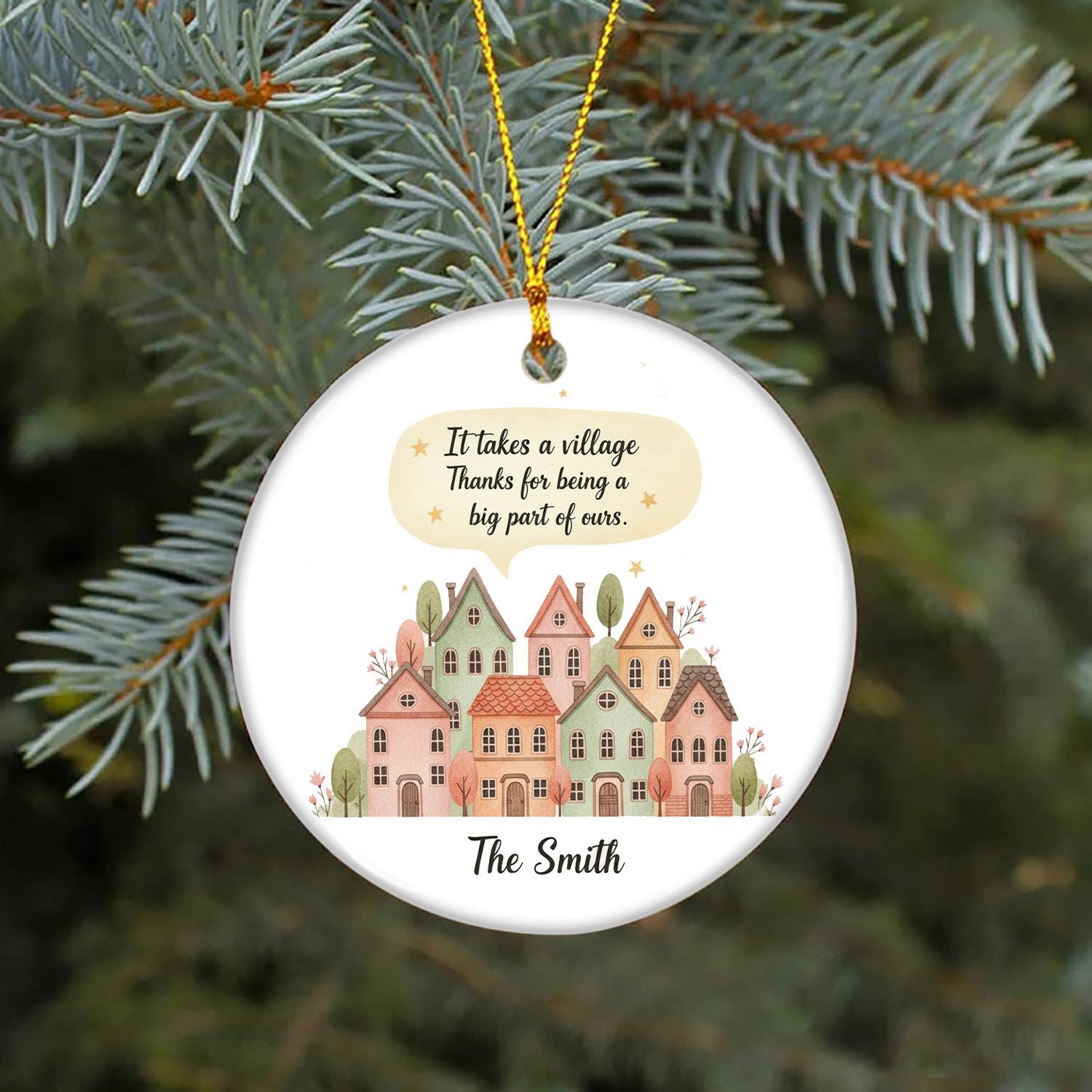 Thank You Ornament – Custom Ceramic Ornament – Appreciation Keepsake for Teacher, Neighbor, Caregiver, Coach