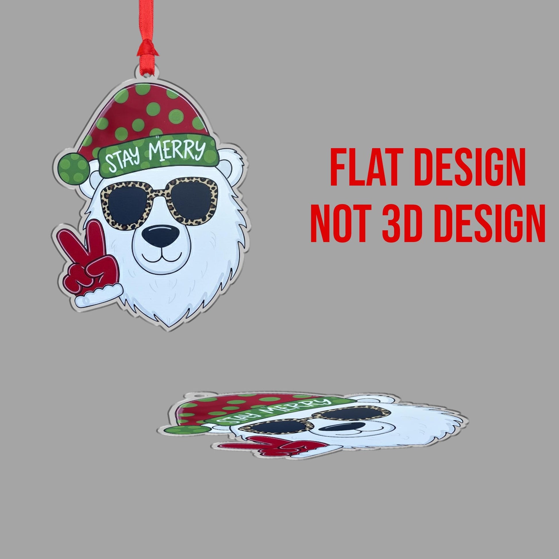 Polar Bear Ornament: Christmas Tree Decoration with Santa Hat and Sunglasses