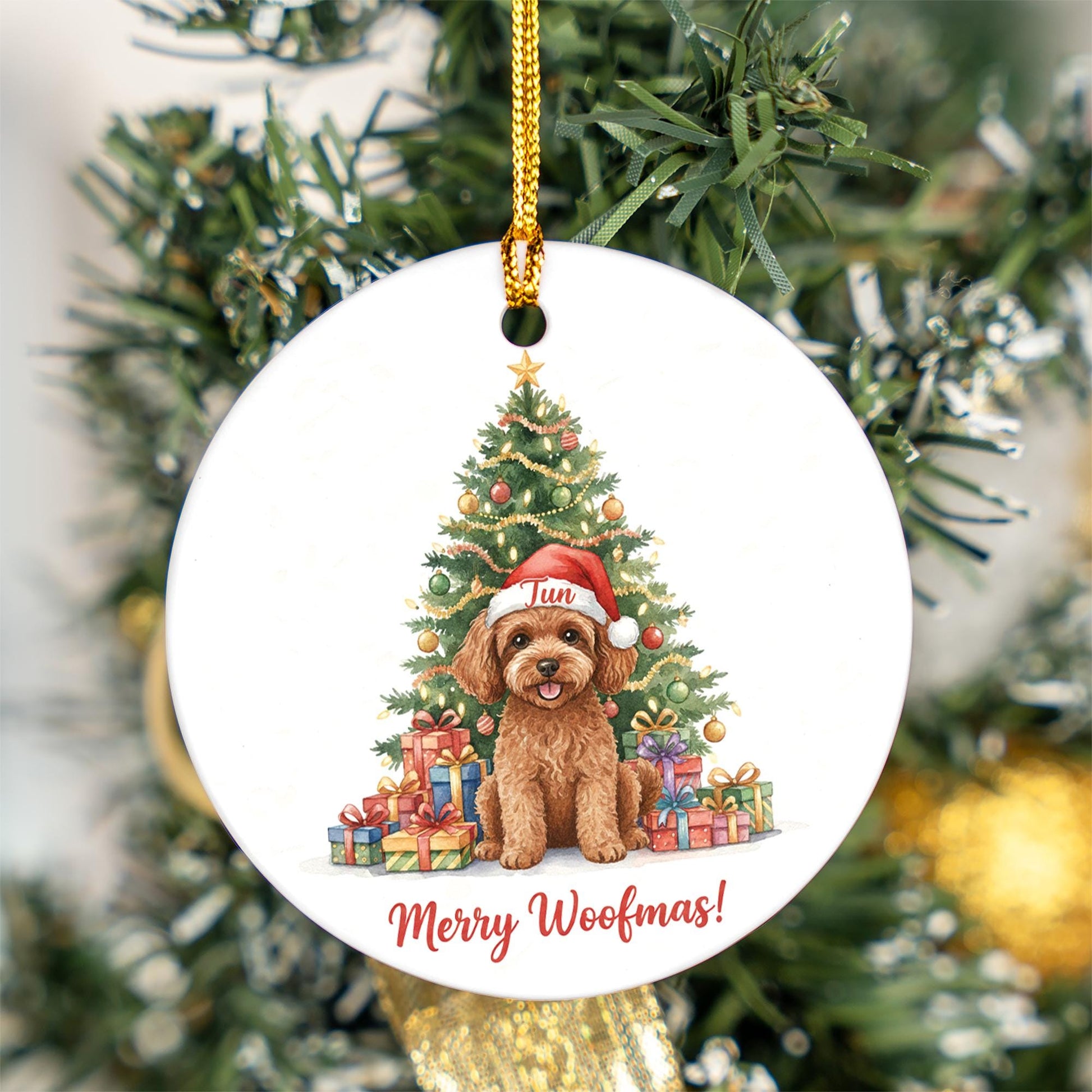 Personalized Dog Ornament: Ceramic Christmas Tree Decoration with Pet and Gifts