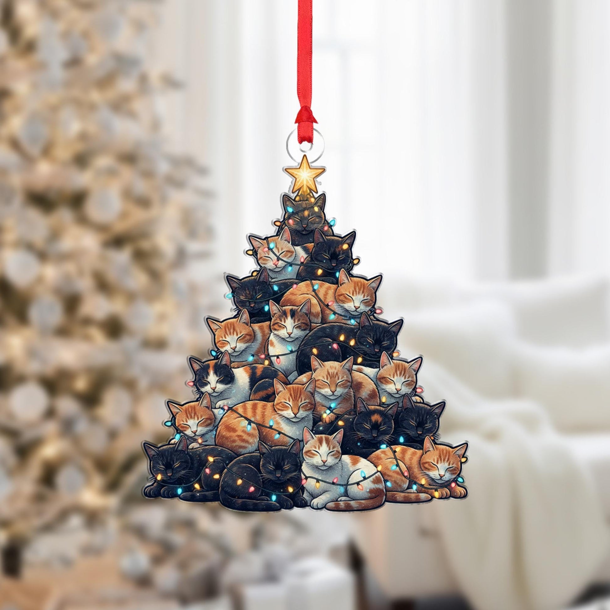 Cat Christmas Tree Ornament: Cute Cat Lovers Gift