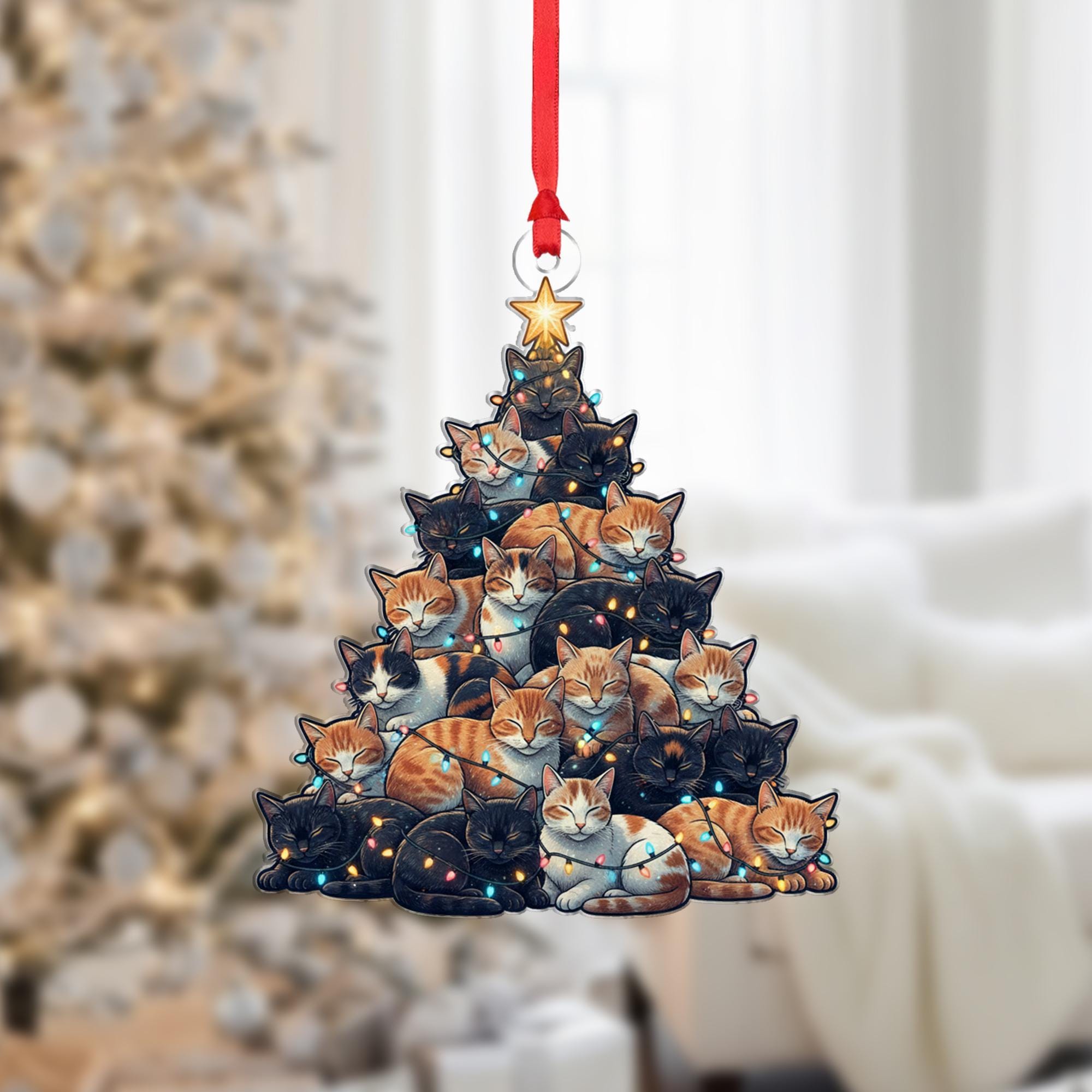 Cat Christmas Tree Ornament: Cute Cat Lovers Gift