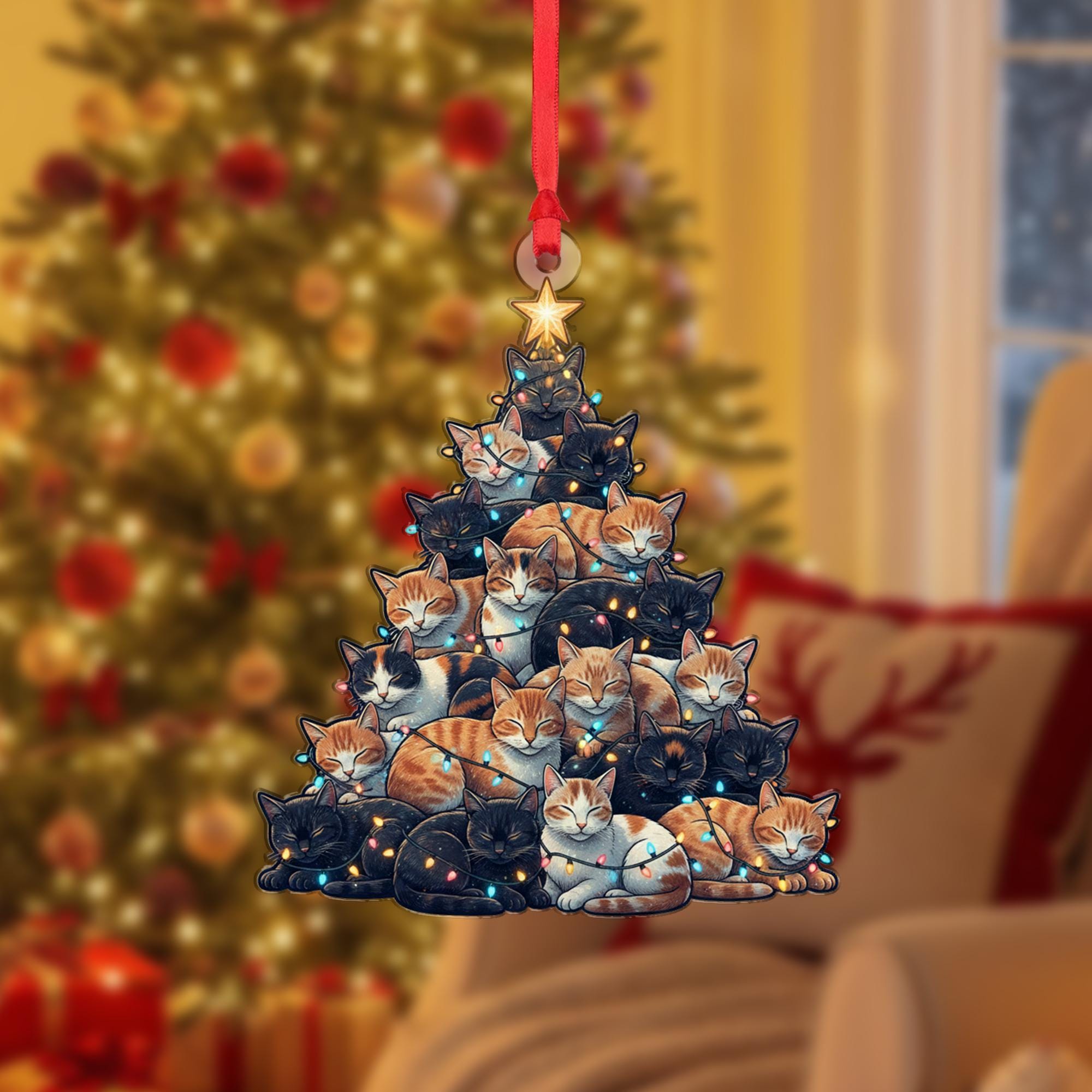 Cat Christmas Tree Ornament: Cute Cat Lovers Gift