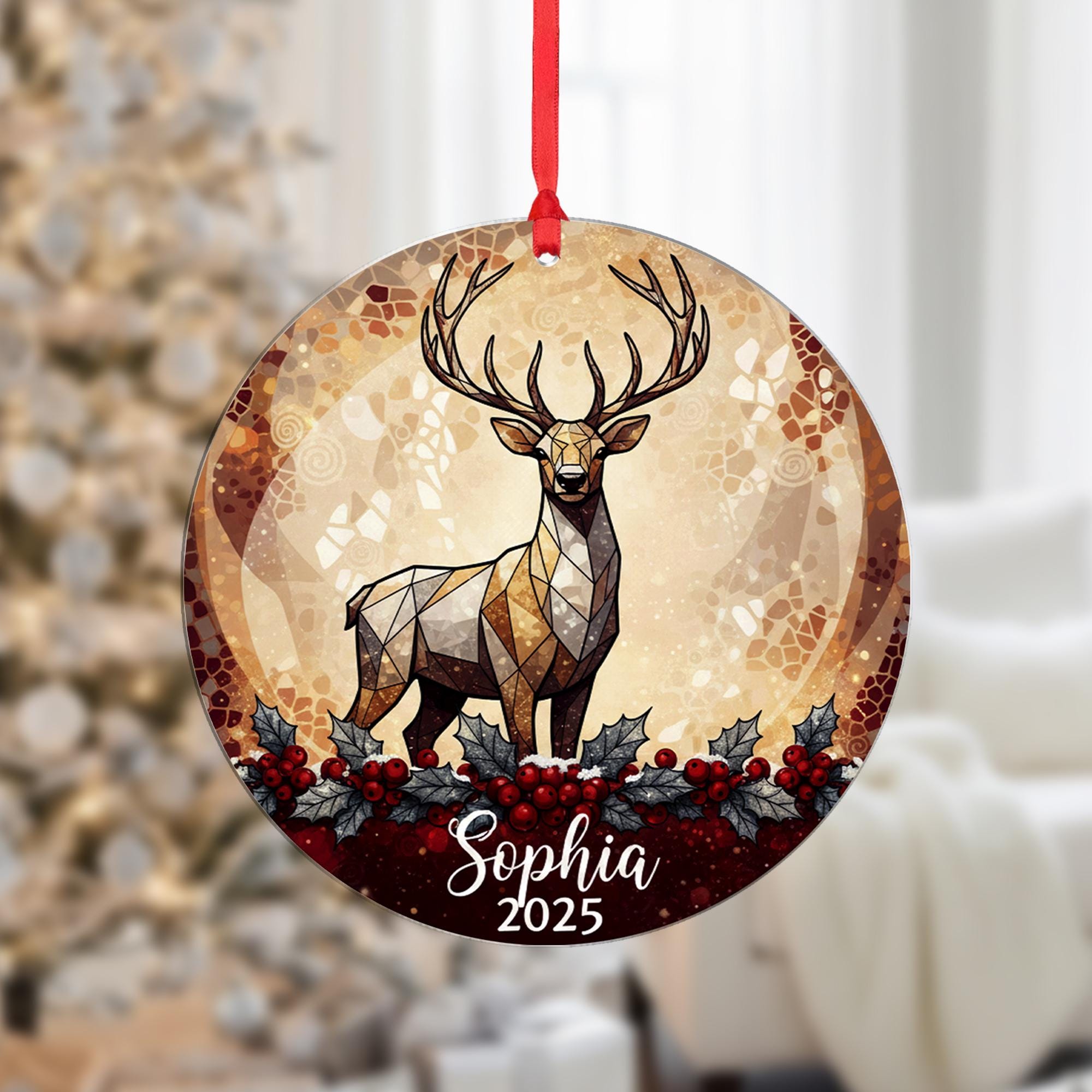 Personalized Deer Ornament 2025: Custom Name Christmas Ornament