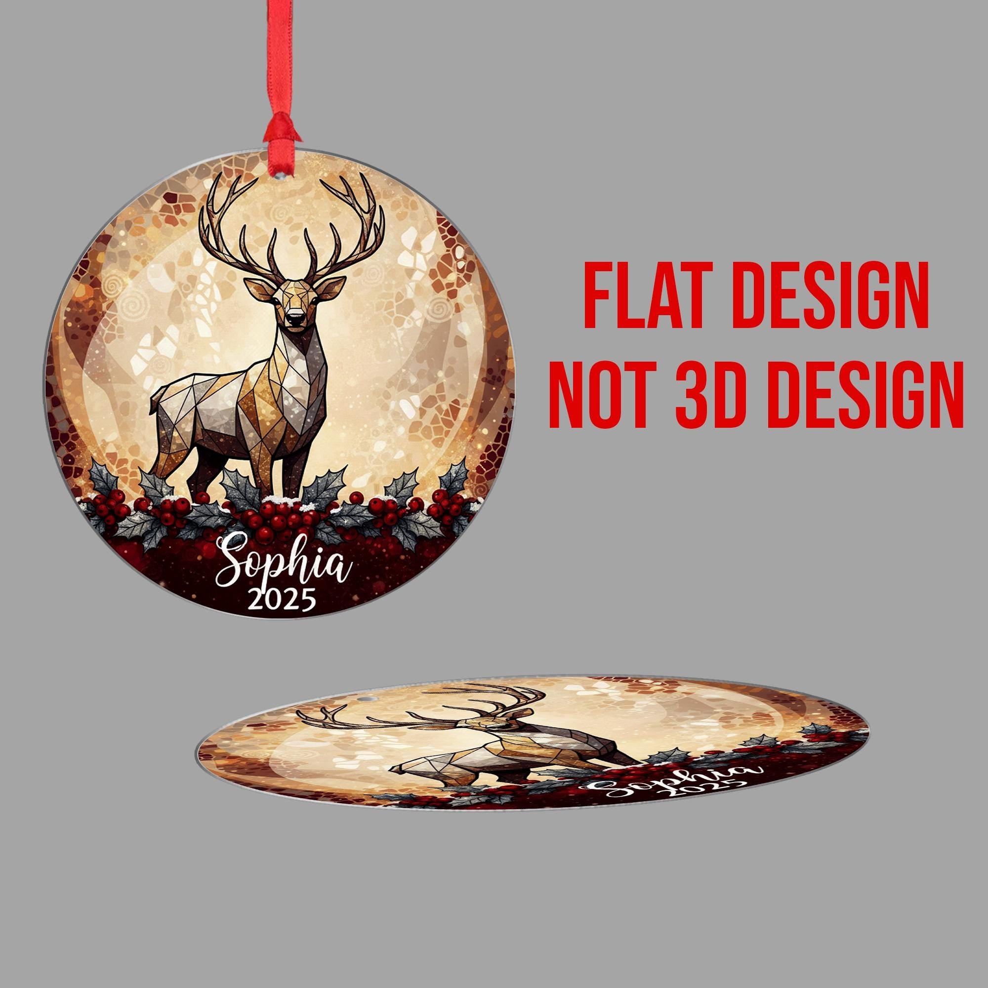 Personalized Deer Ornament 2025: Custom Name Christmas Ornament