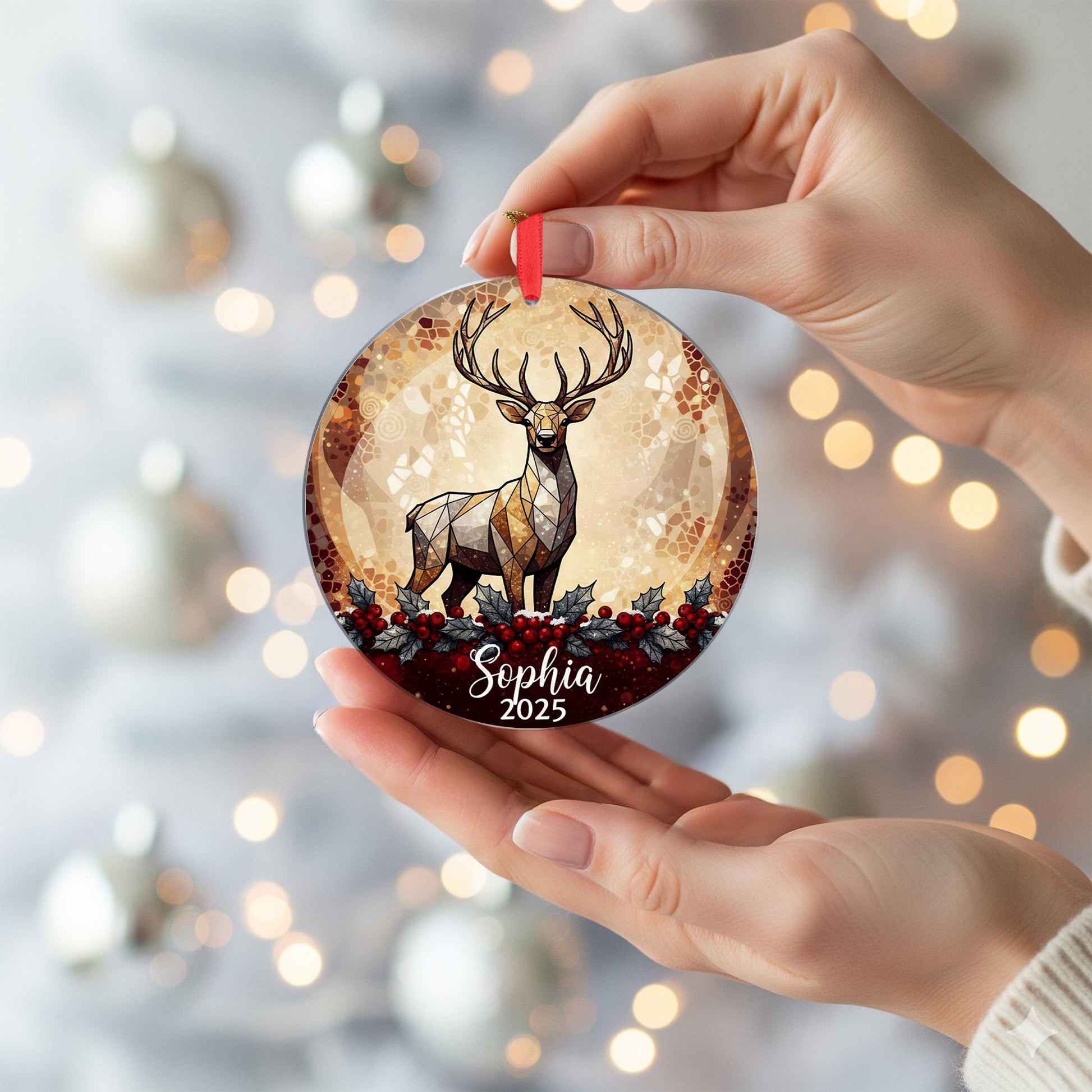 Personalized Deer Ornament 2025: Custom Name Christmas Ornament