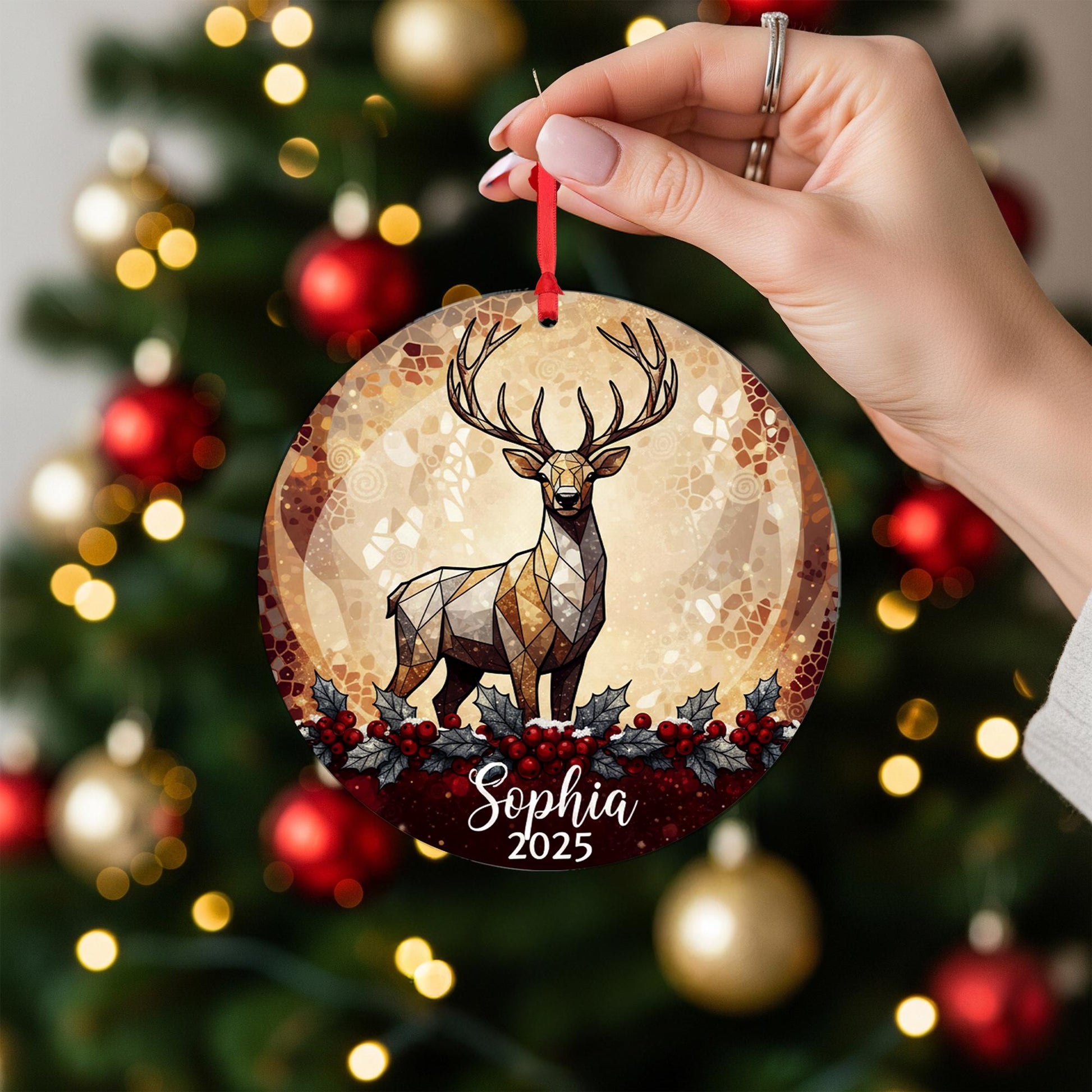 Personalized Deer Ornament 2025: Custom Name Christmas Ornament