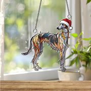 Greyhound Acrylic Window Hanging: whippet Dog Holiday Light Decor
