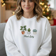 Embroidered Sweatshirt: Plant Lady Crewneck Houseplant Succulent