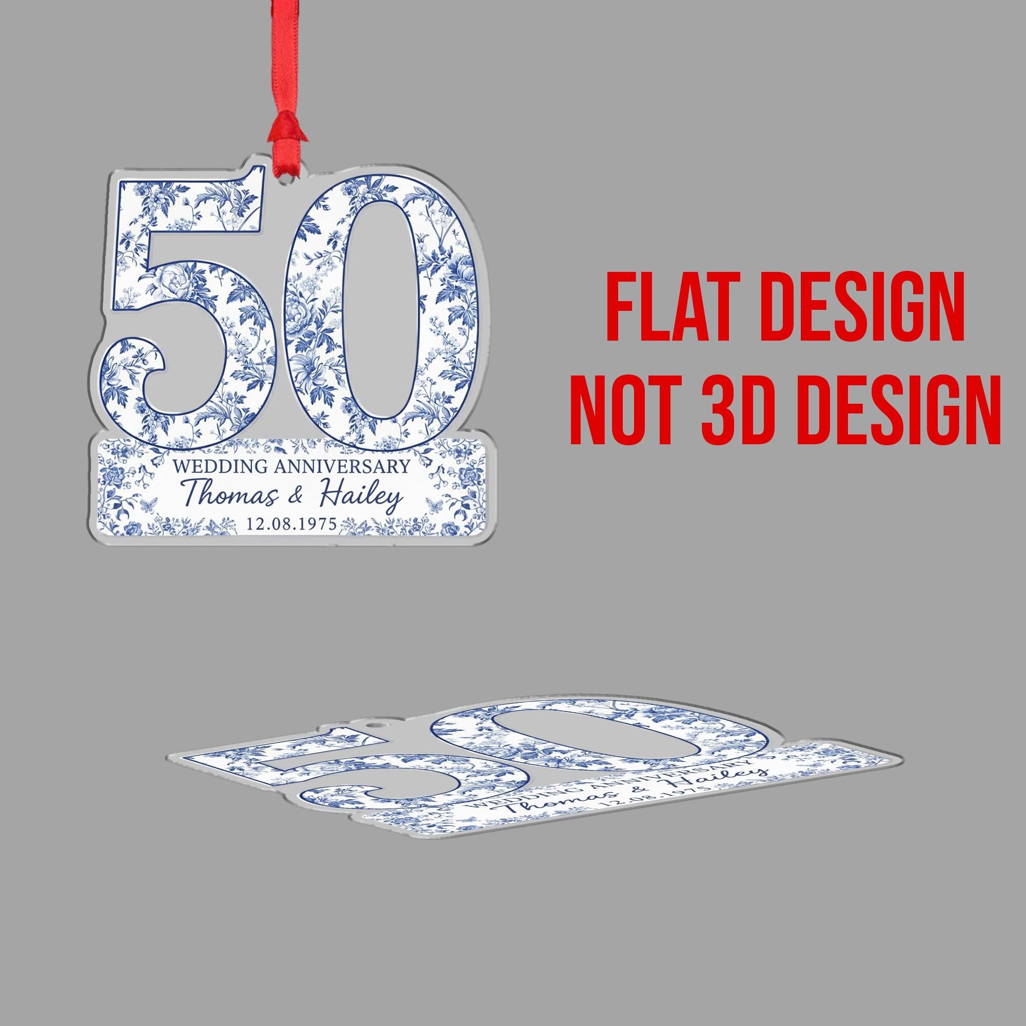 Personalized Anniversary Ornament – Number Decoration with Names and Date