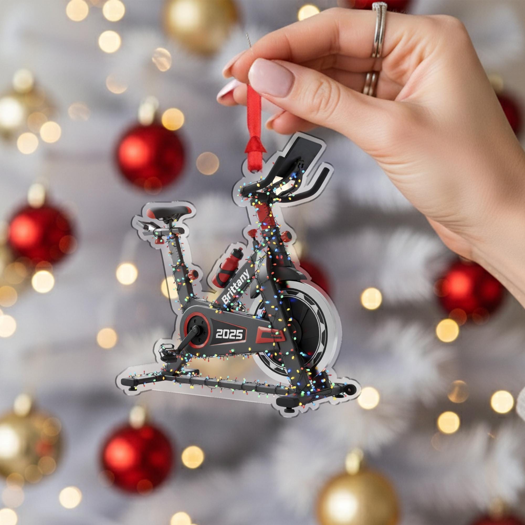 Personalized Spin Bike Ornament – Fitness Christmas Decoration, Custom Exercise Keepsake