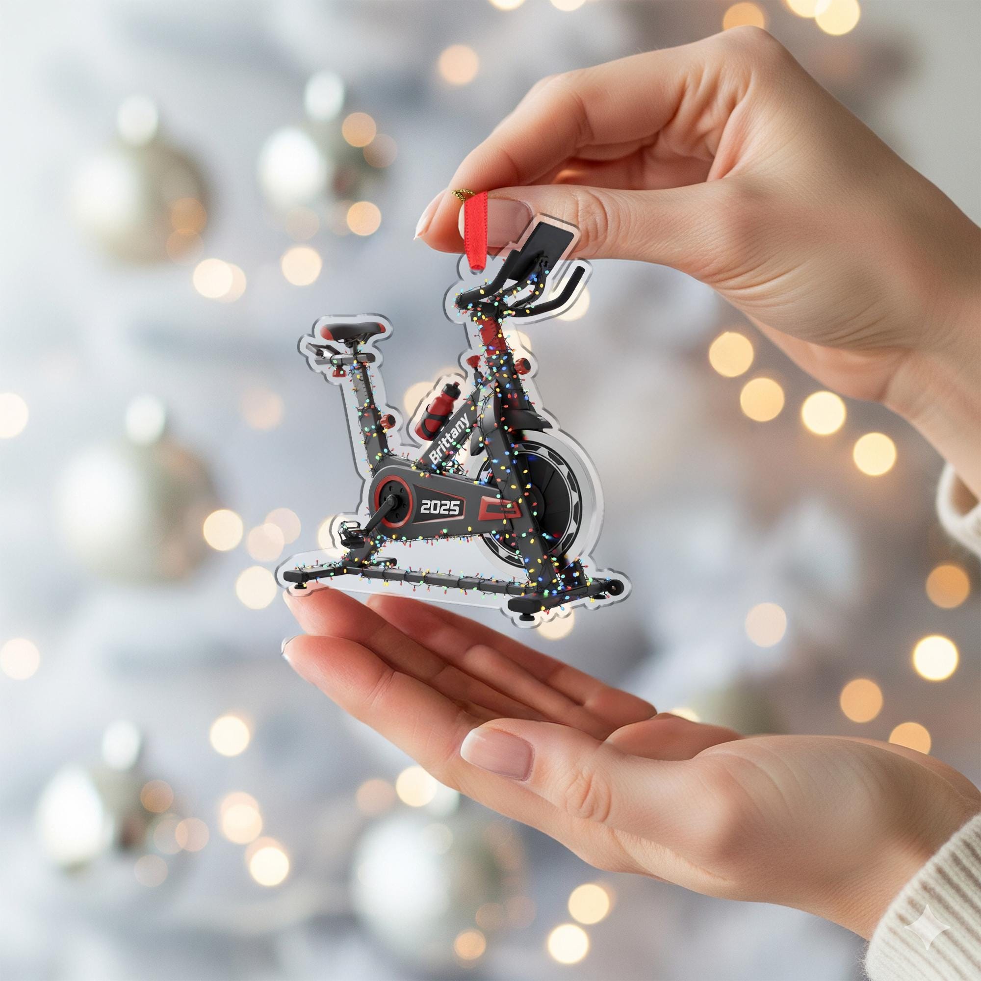 Personalized Spin Bike Ornament – Fitness Christmas Decoration, Custom Exercise Keepsake