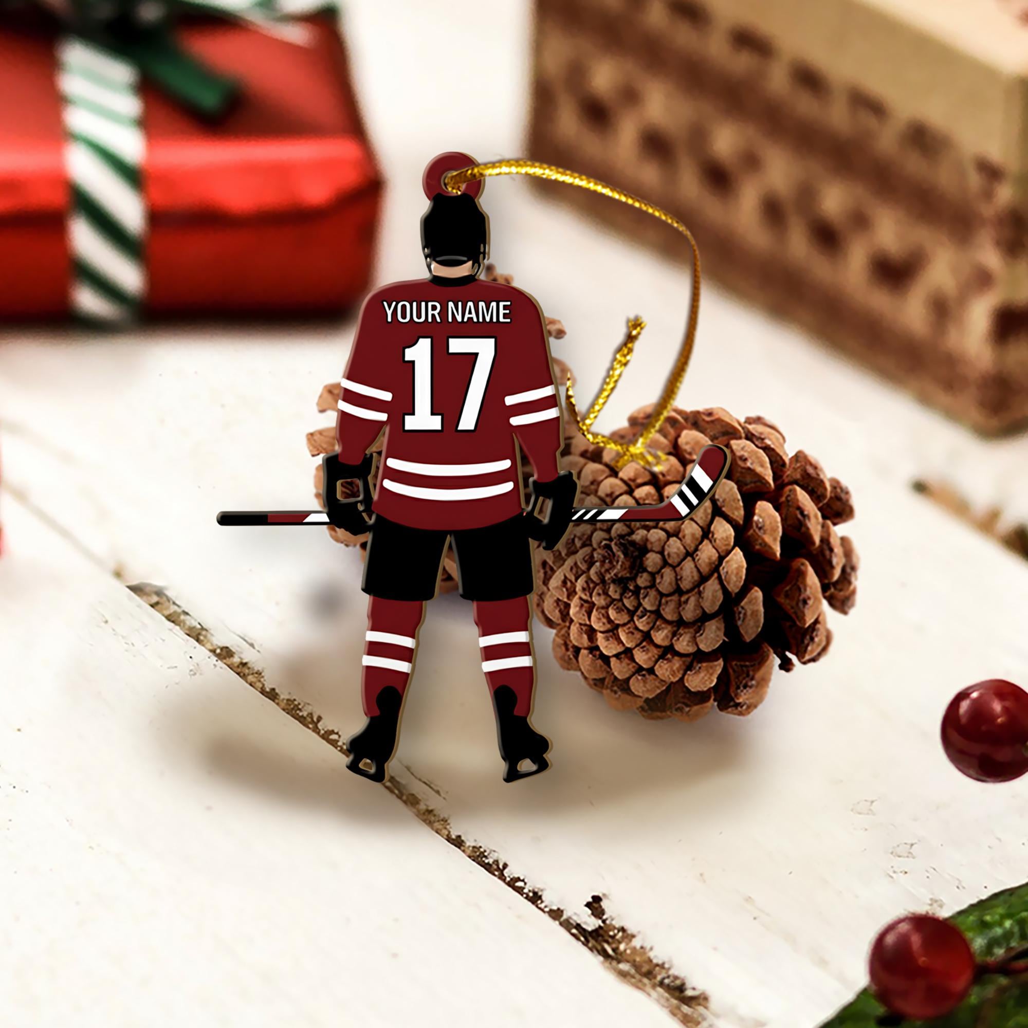 Personalized Hockey Player Ornament – Custom Christmas Tree Decoration for Athletes