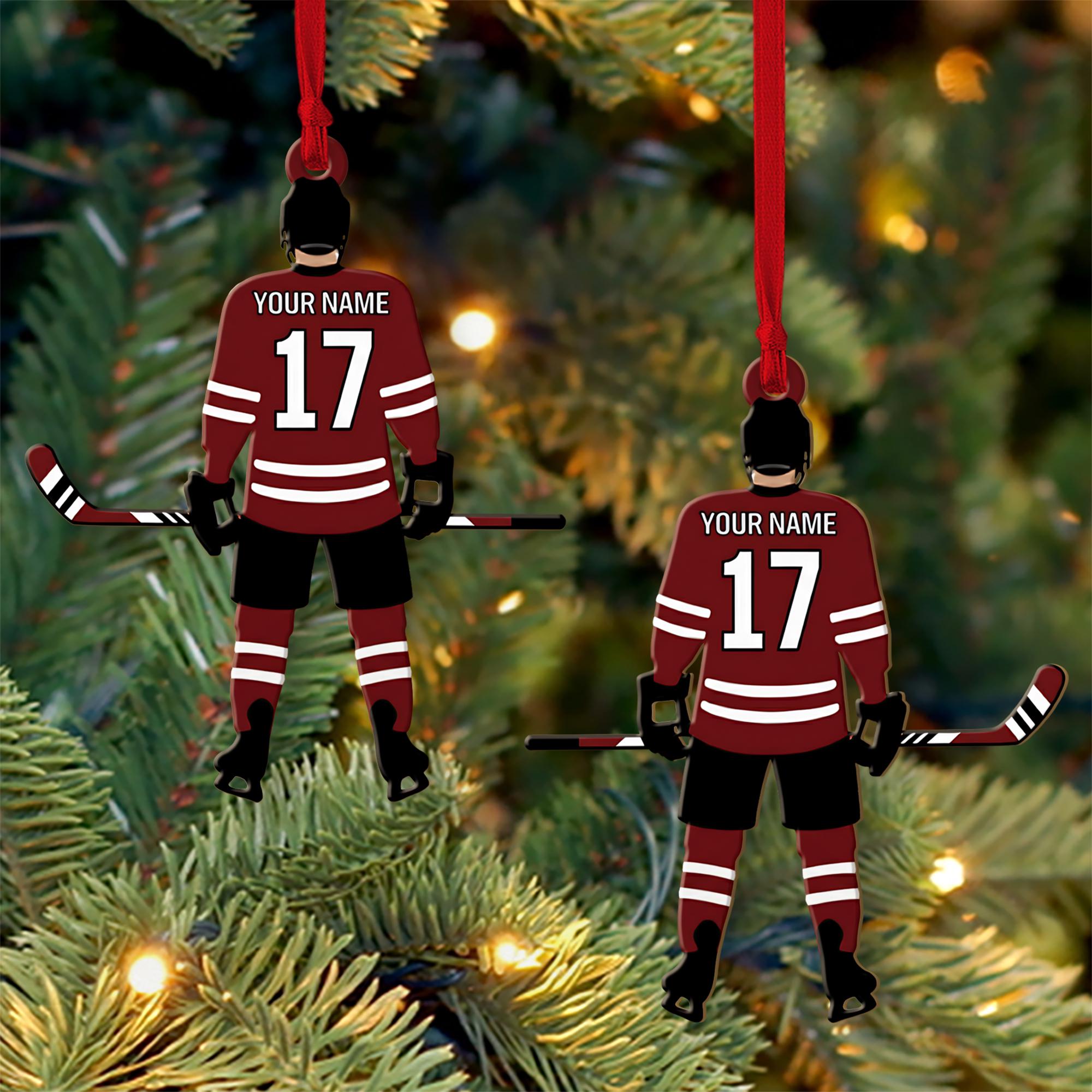 Personalized Hockey Player Ornament – Custom Christmas Tree Decoration for Athletes