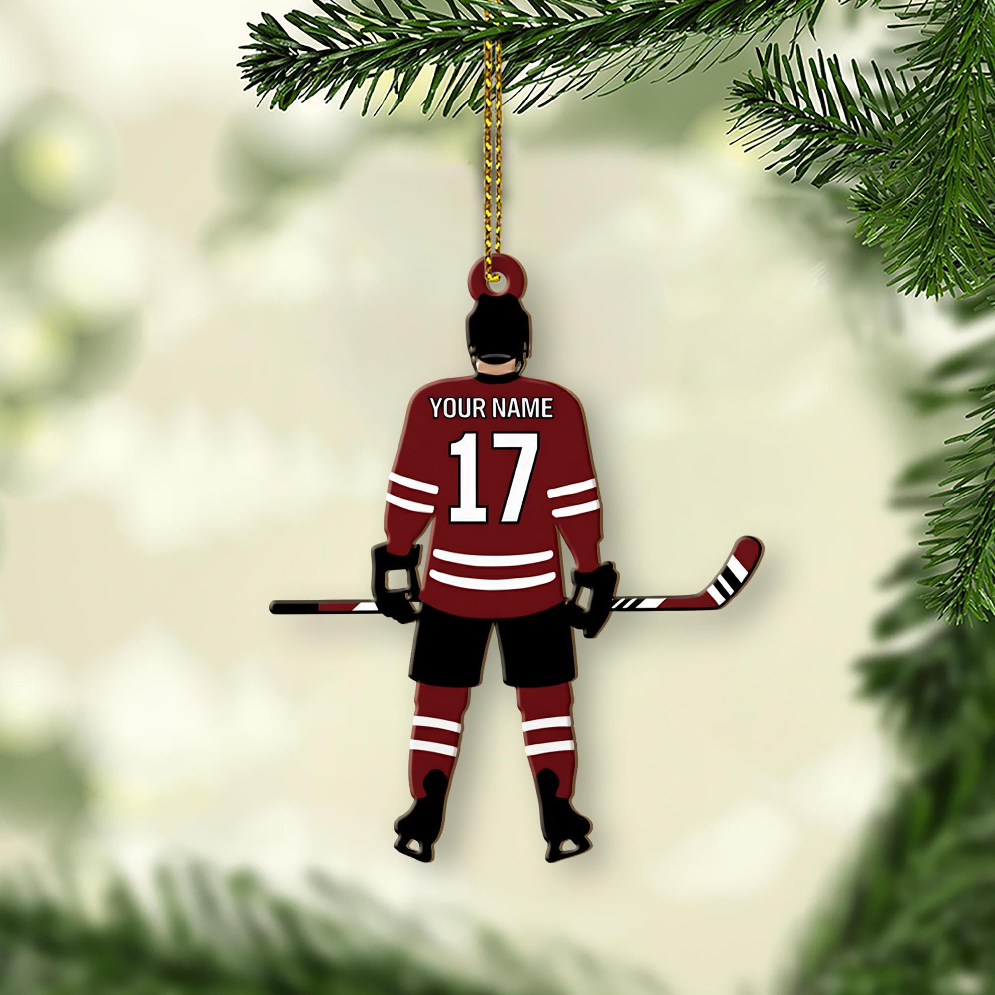Personalized Hockey Player Ornament – Custom Christmas Tree Decoration for Athletes