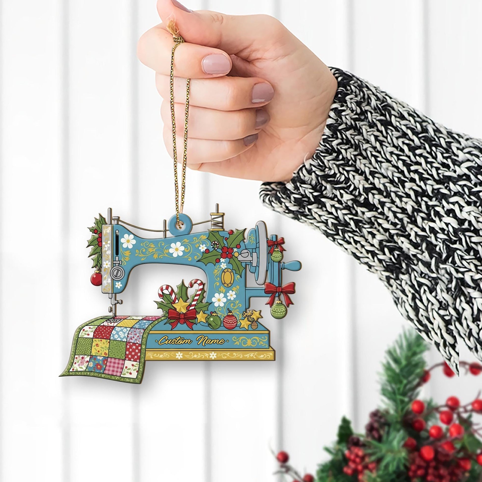 Sewing Machine Ornament – Custom Name Quilter Gift