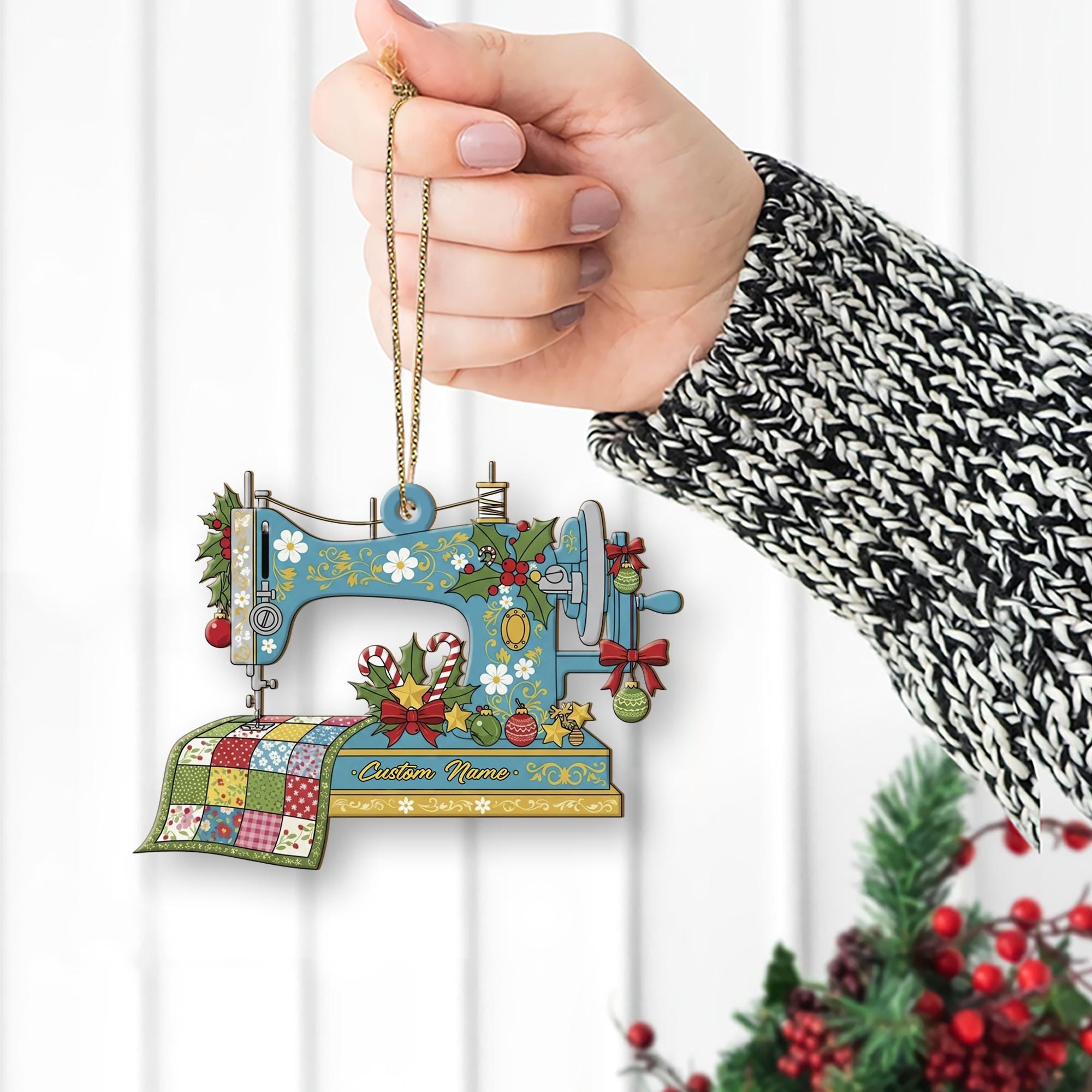 Sewing Machine Ornament – Custom Name Quilter Gift