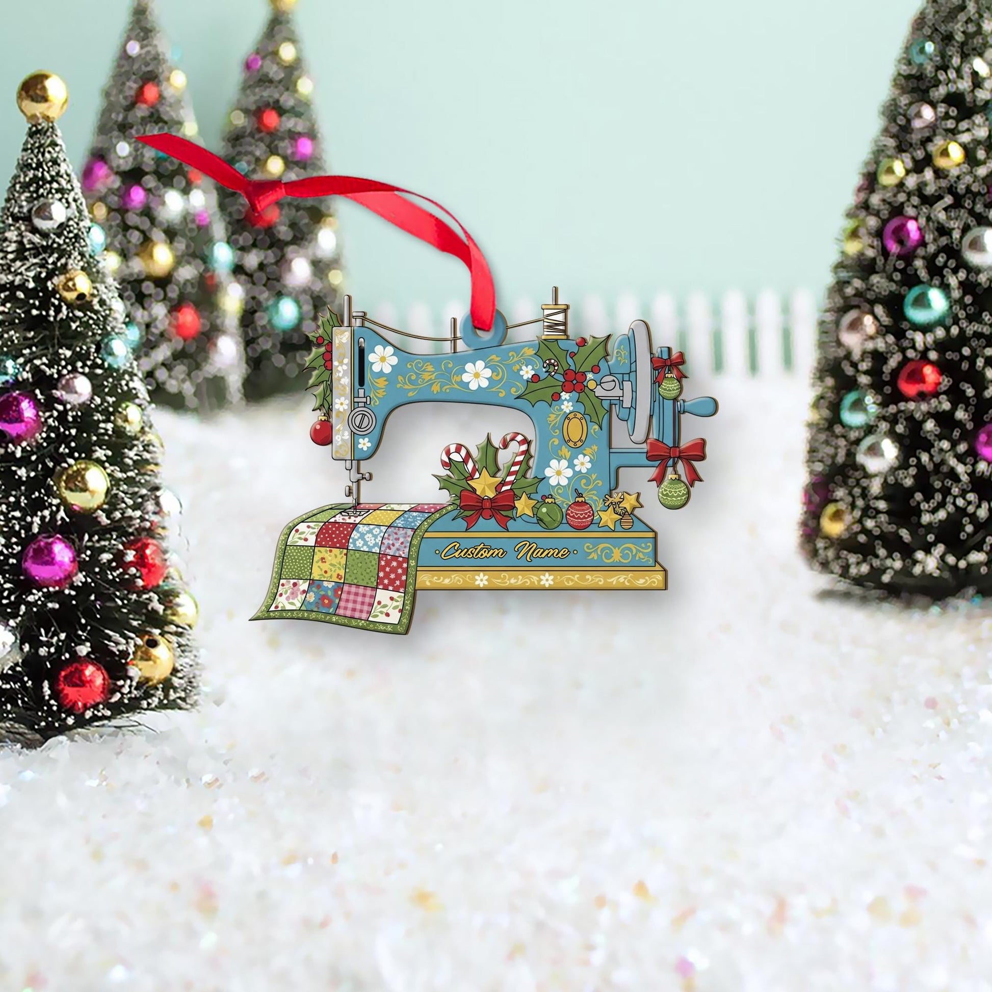 Sewing Machine Ornament – Custom Name Quilter Gift