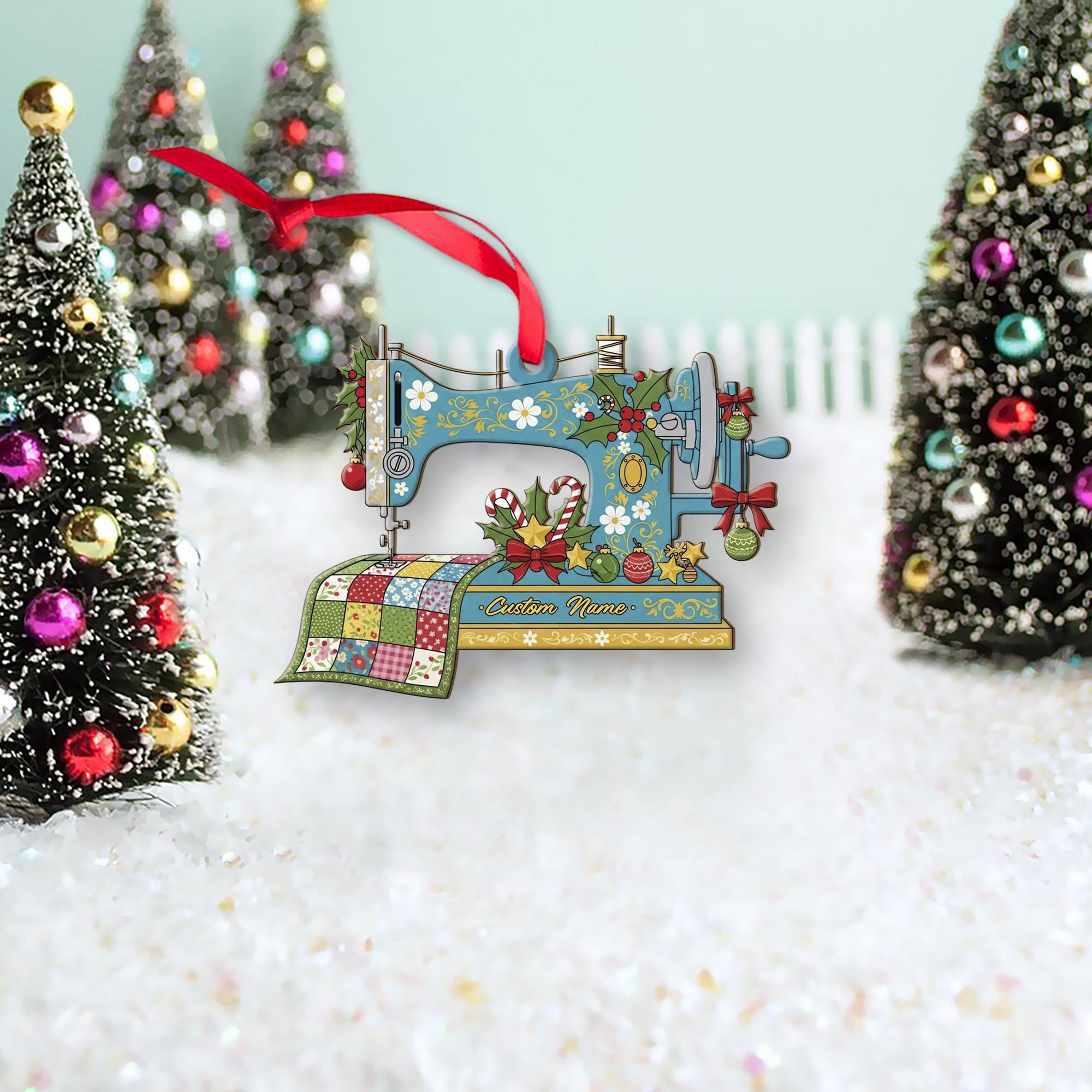 Sewing Machine Ornament – Custom Name Quilter Gift