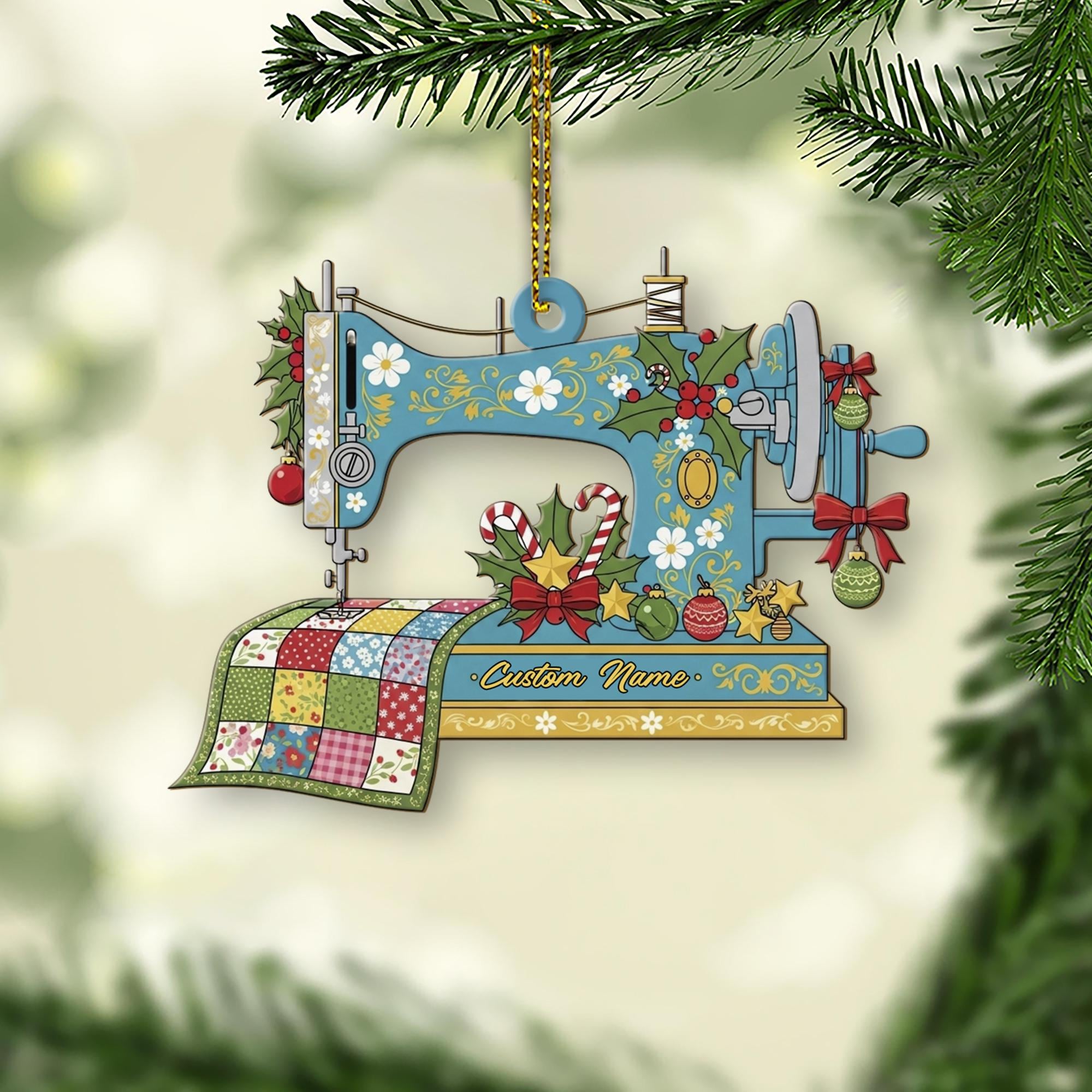 Sewing Machine Ornament – Custom Name Quilter Gift
