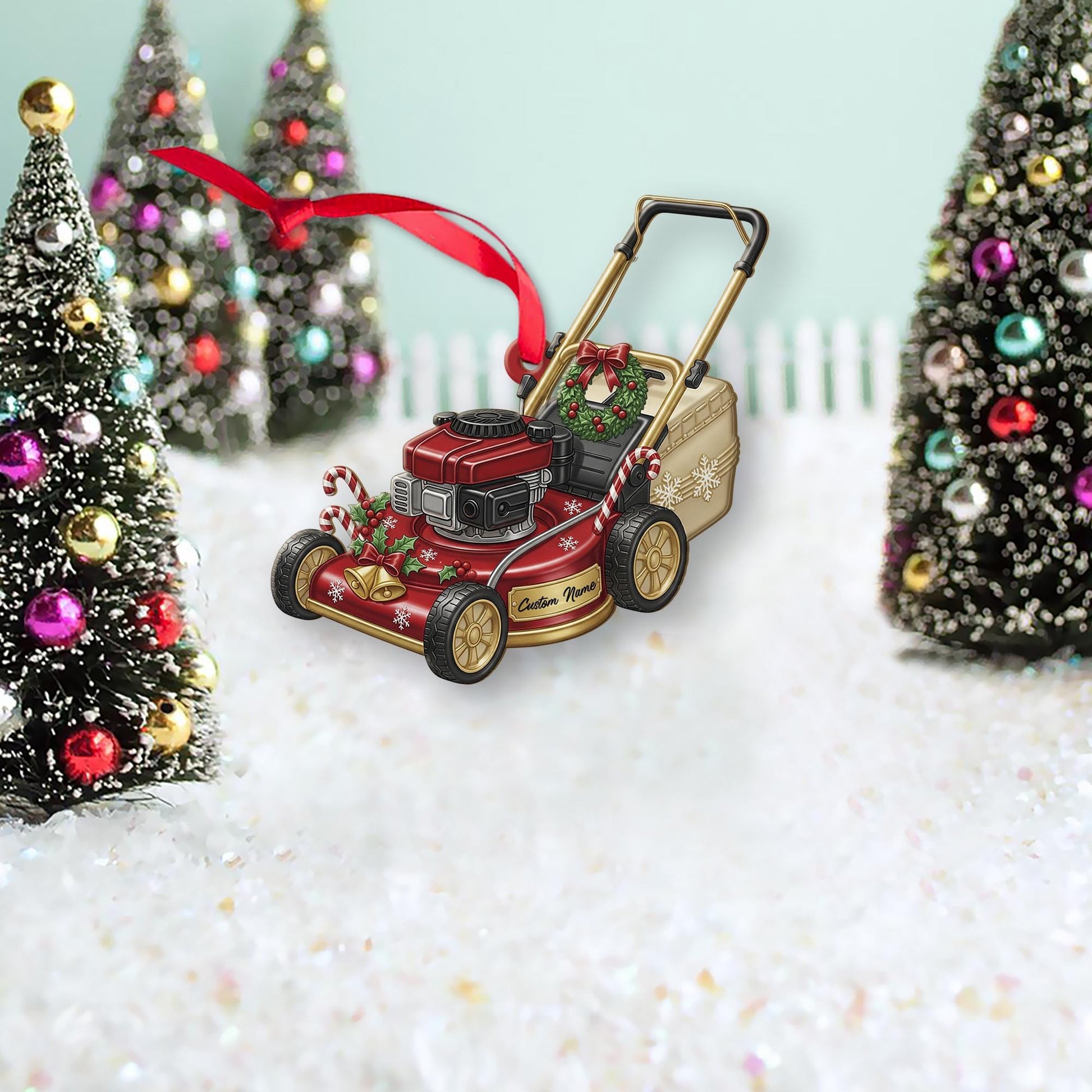 Custom Lawn Mower Ornament – Personalized Christmas Gift for Dad